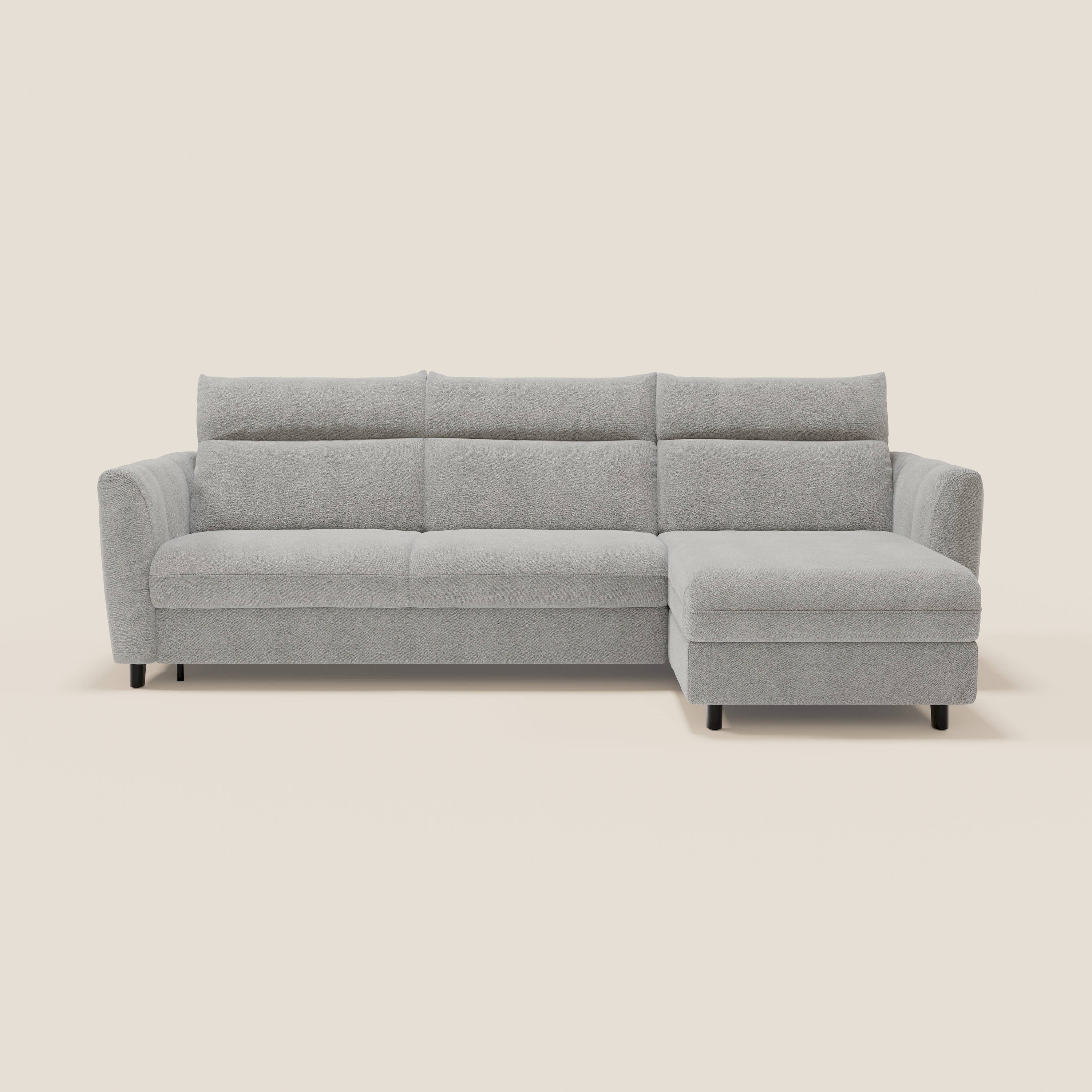 Peonia divano letto angolare con Penisola Contenitore - Materasso H18 cm in Bouclé Impermeabile T07 - divani.store