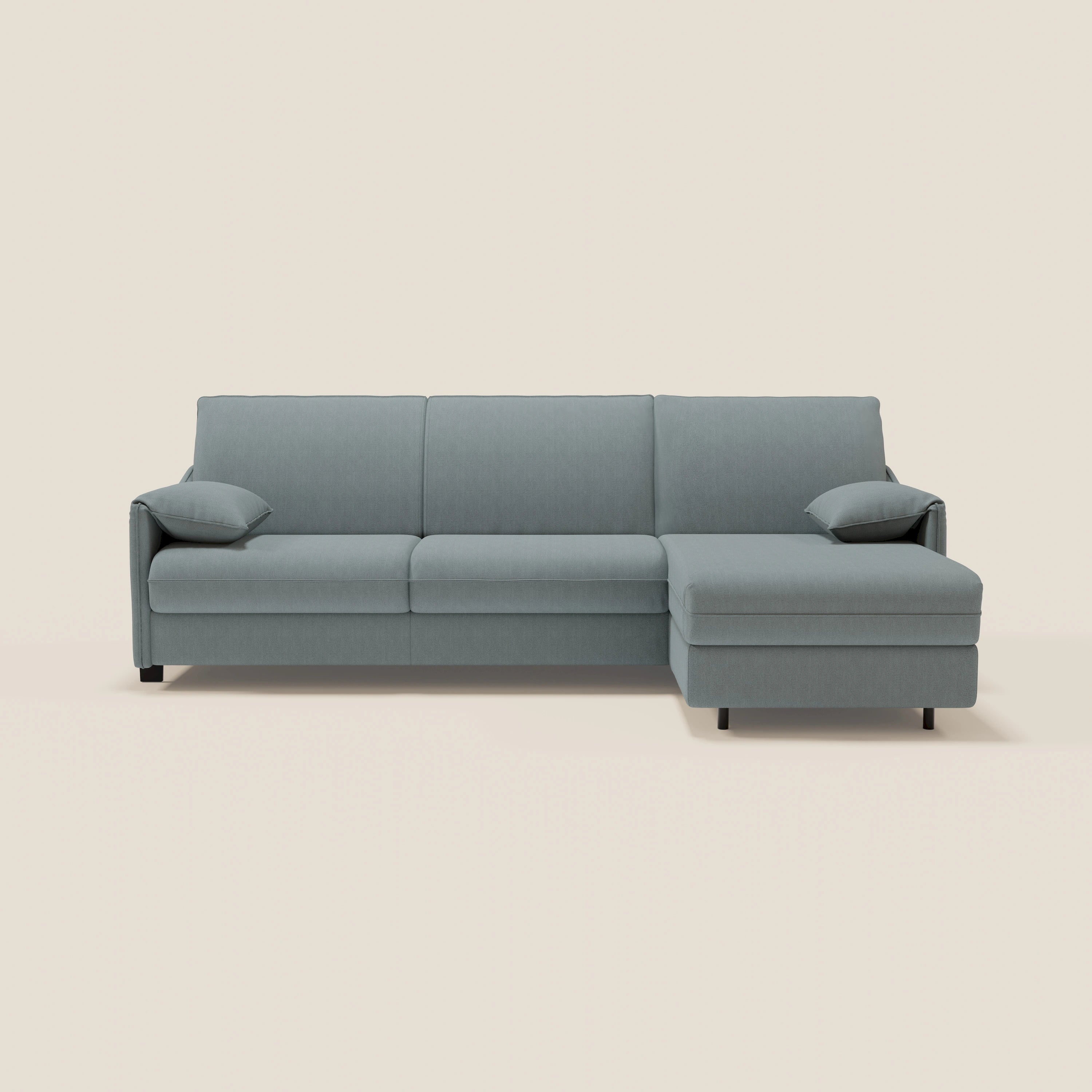 Primula divano letto angolare con materasso H18 cm - penisola contenitore in tessuto smacchiabile T05 - divani.store