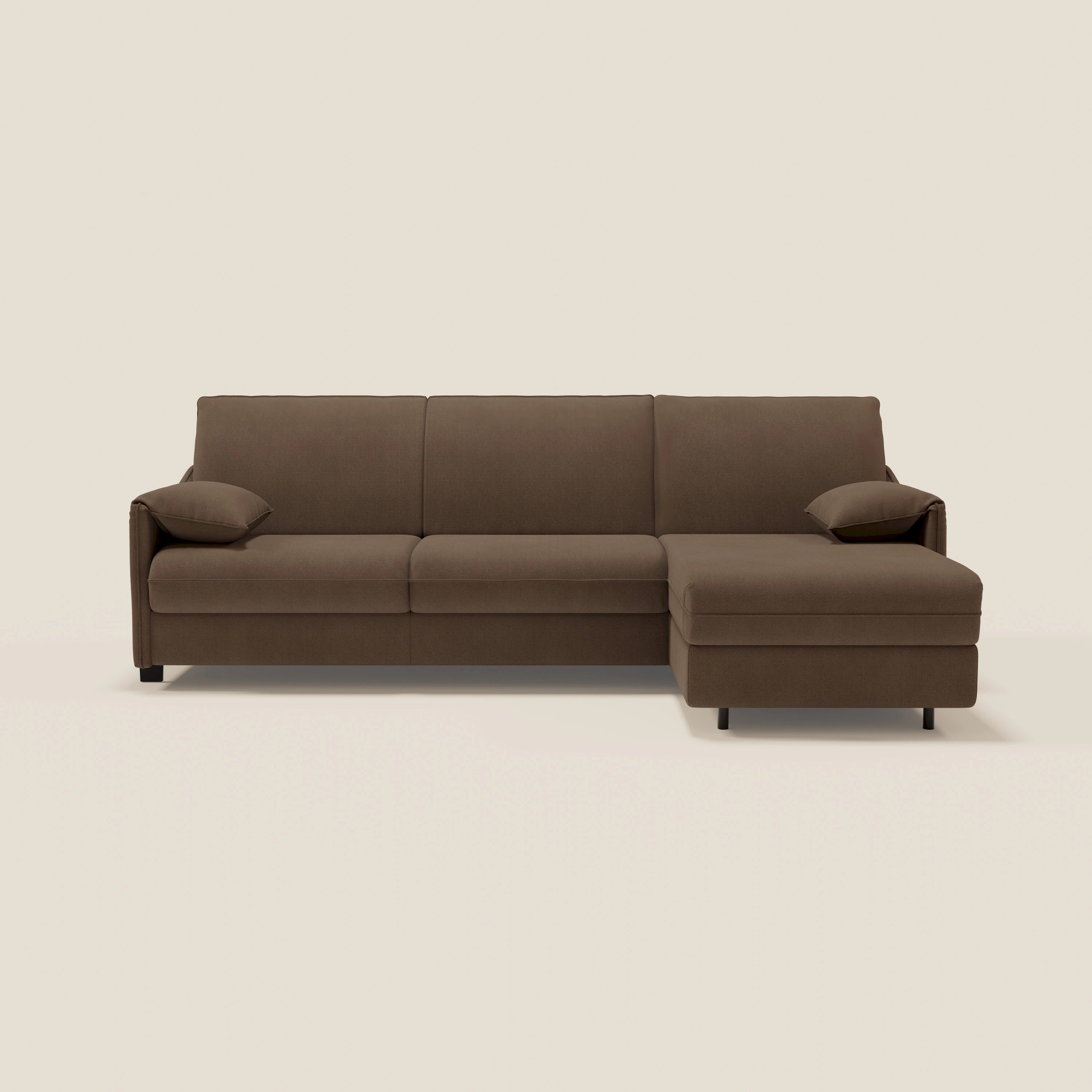 Primula divano letto angolare con materasso H18 cm - penisola contenitore in tessuto smacchiabile T05 - divani.store