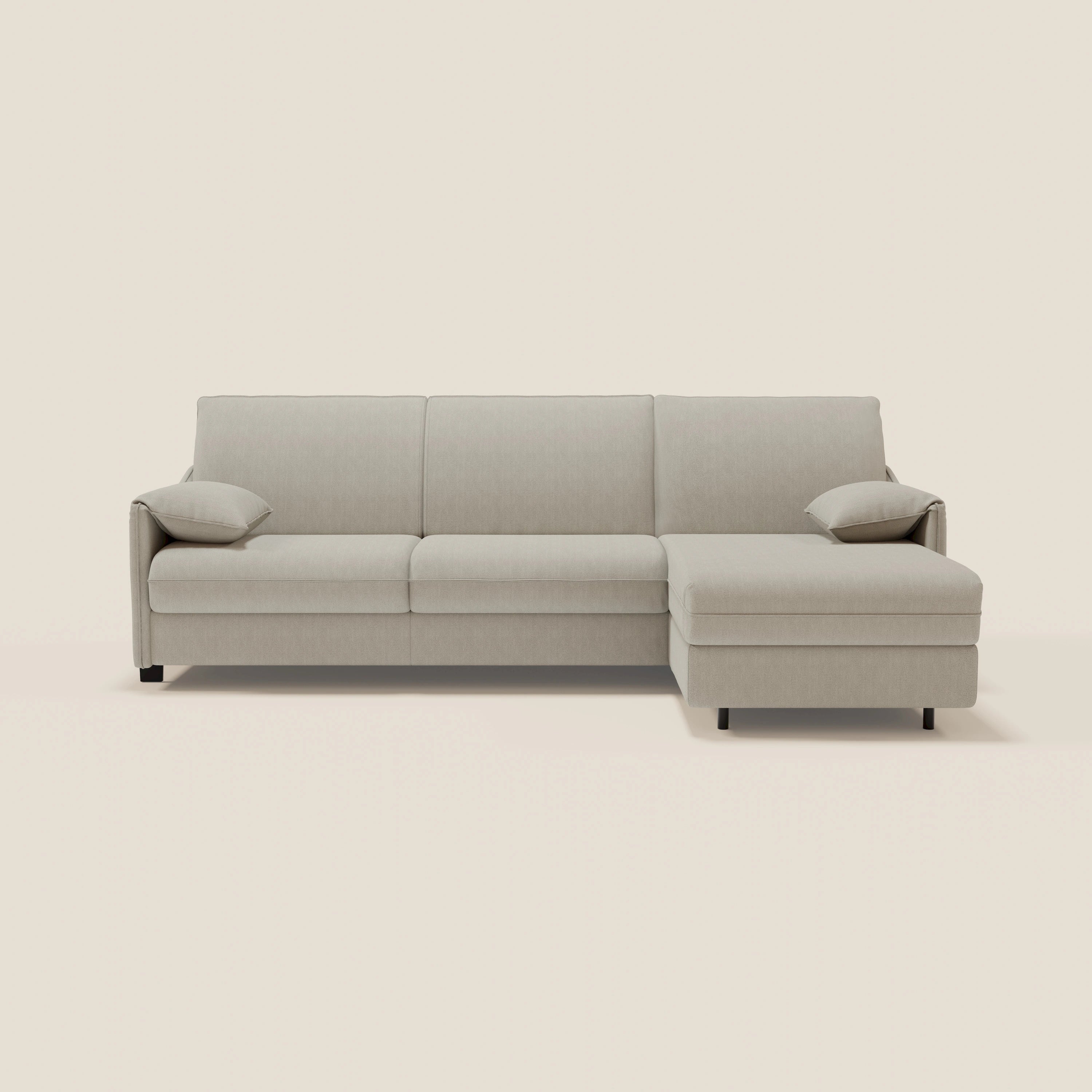 Primula divano letto angolare con materasso H18 cm - penisola contenitore in tessuto smacchiabile T05 - divani.store