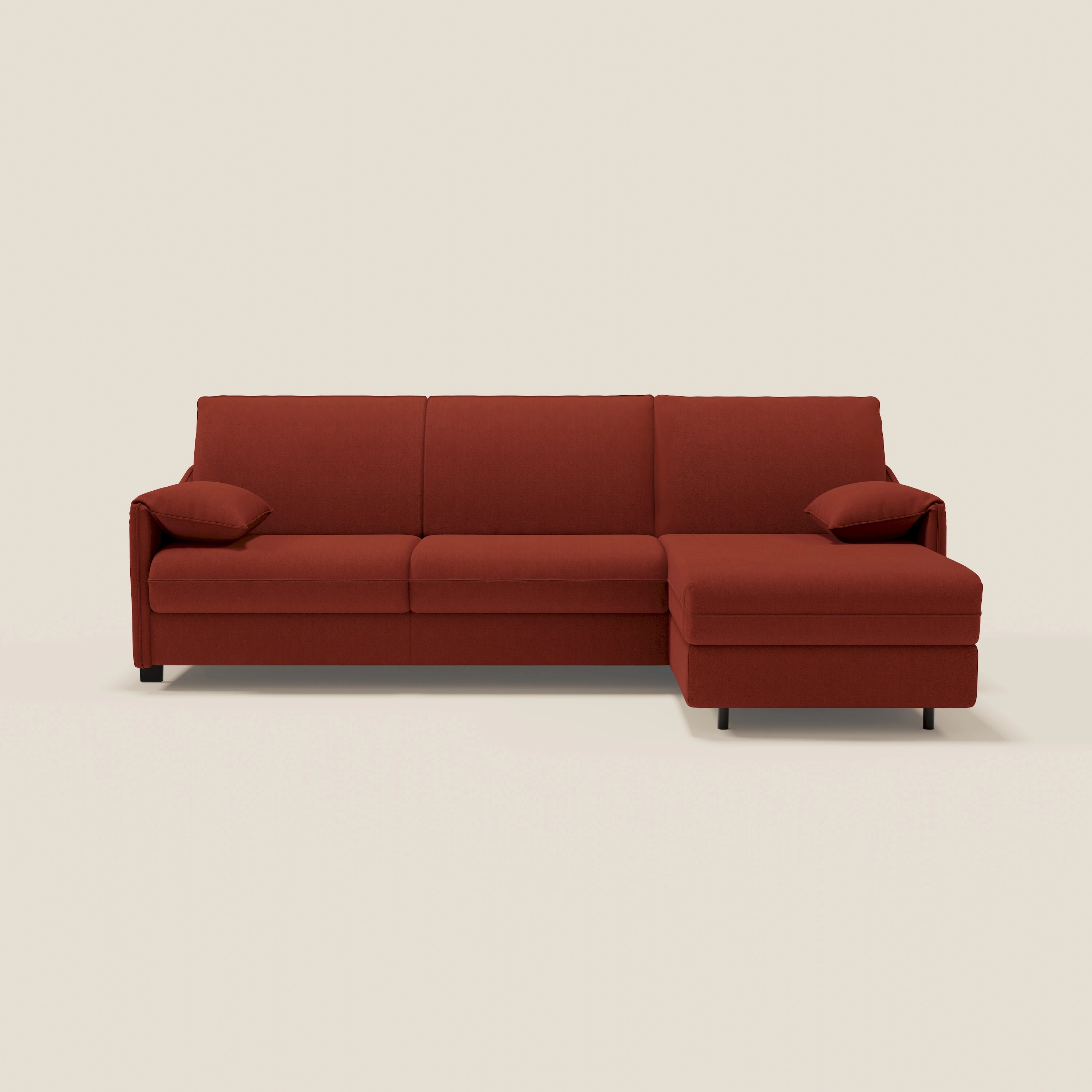 Primula divano letto angolare con materasso H18 cm - penisola contenitore in tessuto smacchiabile T05 - divani.store