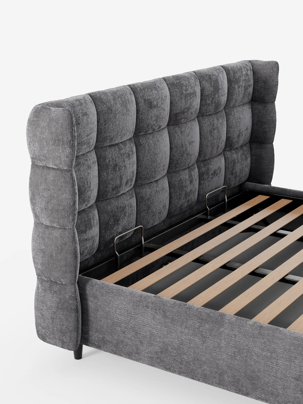 RAGNAR Cama canapé tapizada con arcón y cabecero capitoné envolvente de elegante tejido certificado Oeko-Tex®