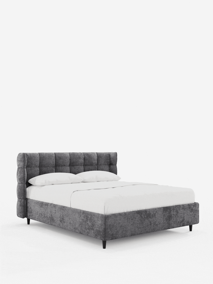 RAGNAR Cama canapé tapizada con arcón y cabecero capitoné envolvente de elegante tejido certificado Oeko-Tex®