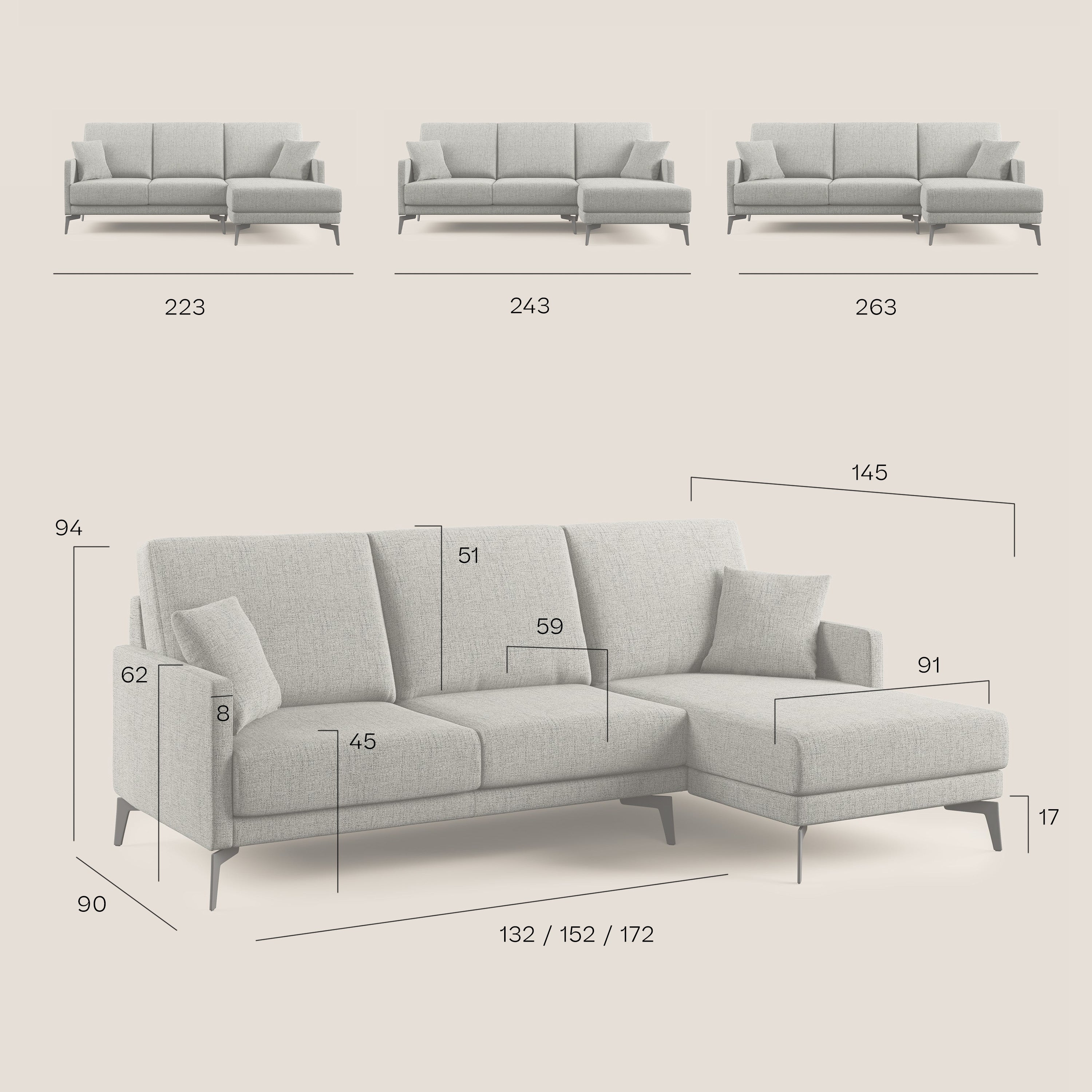 Saturno divano angolare moderno in tessuto morbido impermeabile T03 verde acqua - divani.store