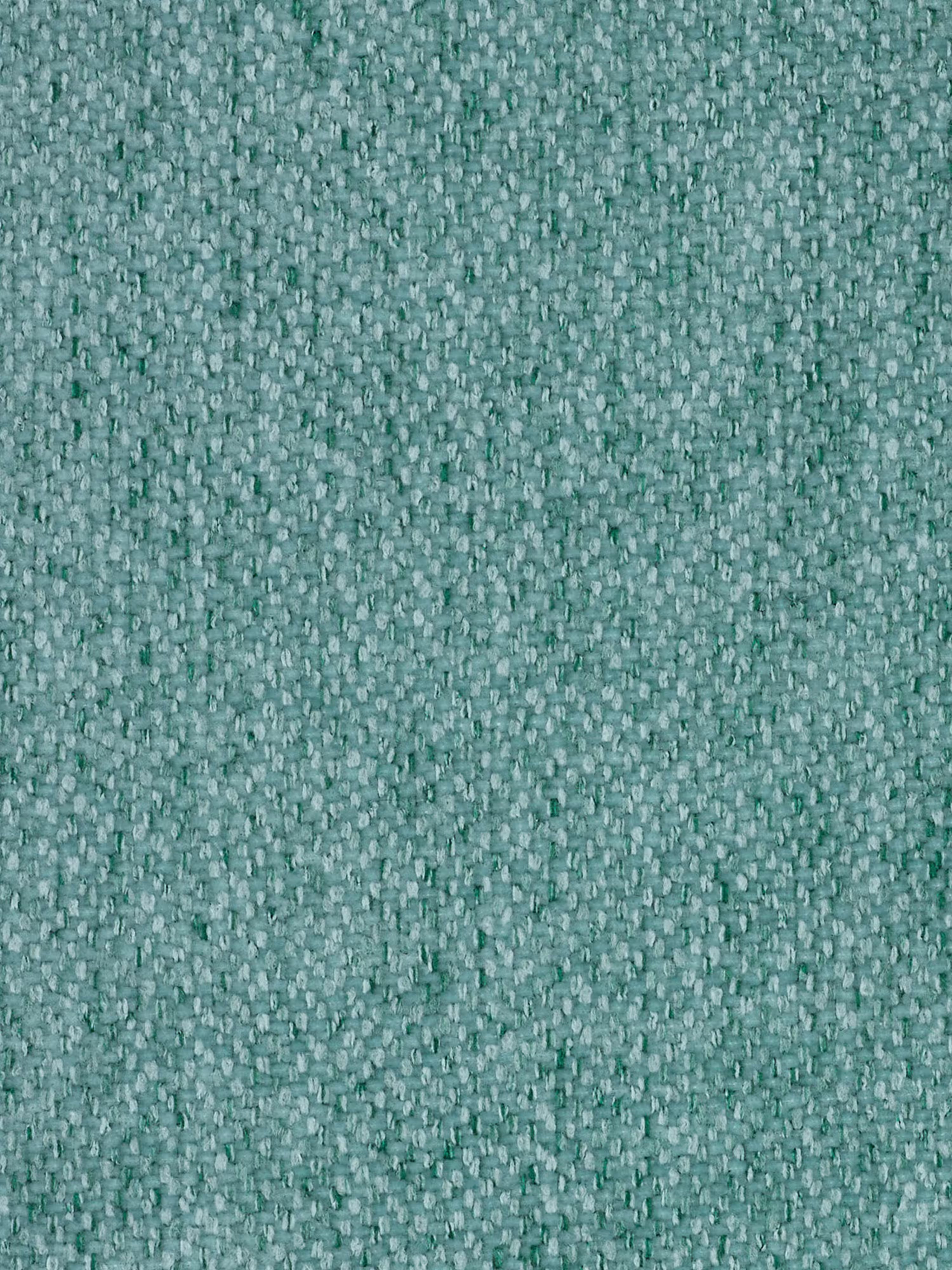 Primo piano di un tessuto intrecciato color verde acqua del divano dorico a 3 posti con sedute allungabili tramite meccanismo relax elettrico di Divani.Store, caratterizzato da fili strettamente intrecciati che formano un motivo a griglia di medie dimensioni e dalla trama rigata. Il colore uniforme e il tessuto T23, resistente e antimacchia, lo rendono ideale per il rivestimento di questo divano reclinabile elettricamente con poggiatesta regolabili.