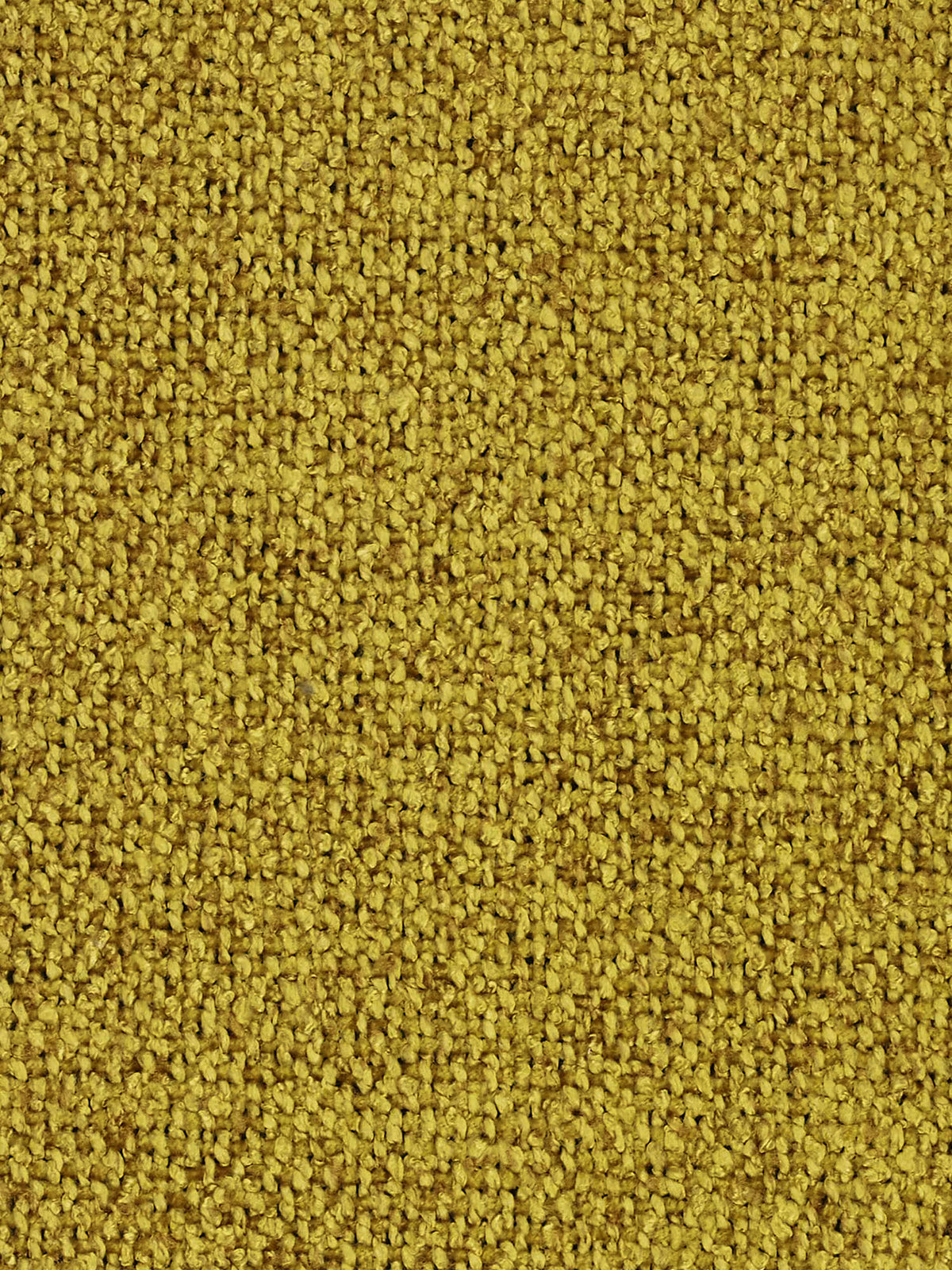 Primo piano su un tessuto giallo senape con una maglia a cappi irregolari, spessa e testurizzata, per il divano curvo a fagiolo “Croissant” a 3 posti con schienali traslanti, realizzato in morbido tessuto effetto cotone lavabile T33.