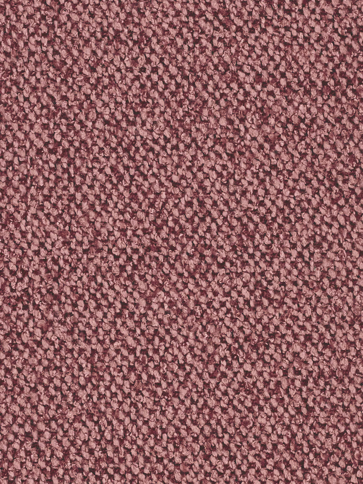 Un primo piano del tessuto color rosa antico a trama ruvida che riveste il divano curvo a fagiolo “Croissant” a 3 posti con schienali traslanti, realizzato in morbido tessuto effetto cotone smacchiabile T33, che mostra un fitto motivo intrecciato di fili ad anello sulla sua superficie curva.