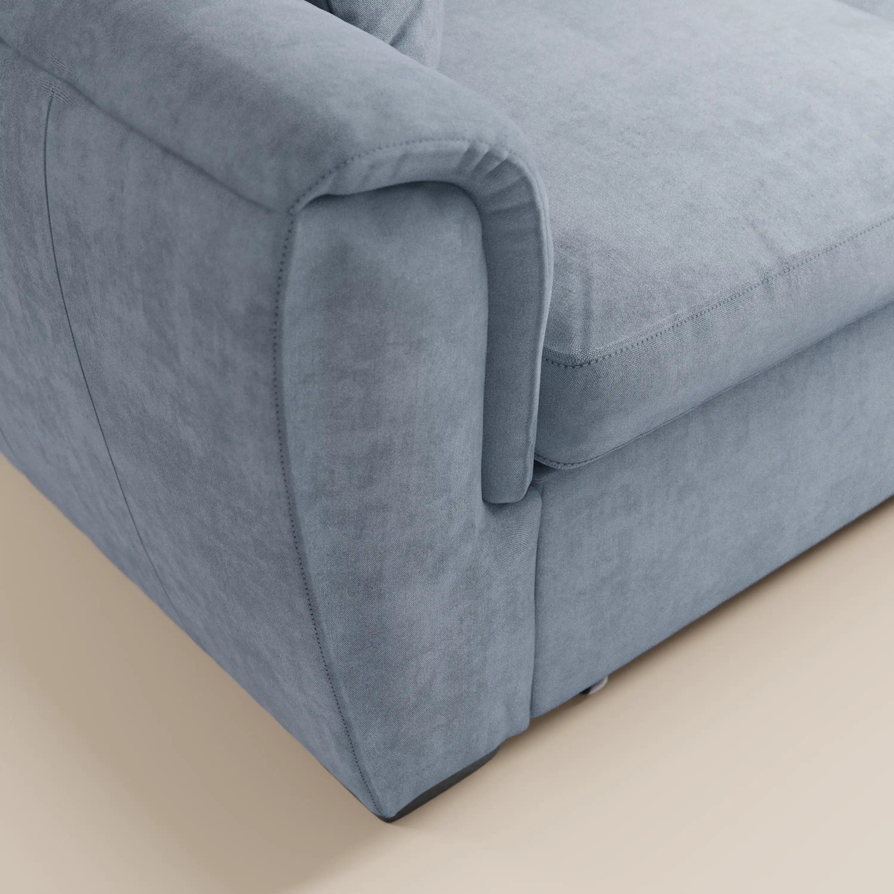 Basalto Modern Corner Sofa with Chaise Longue - metal base and feather cushions in stain-resistant fabric T31