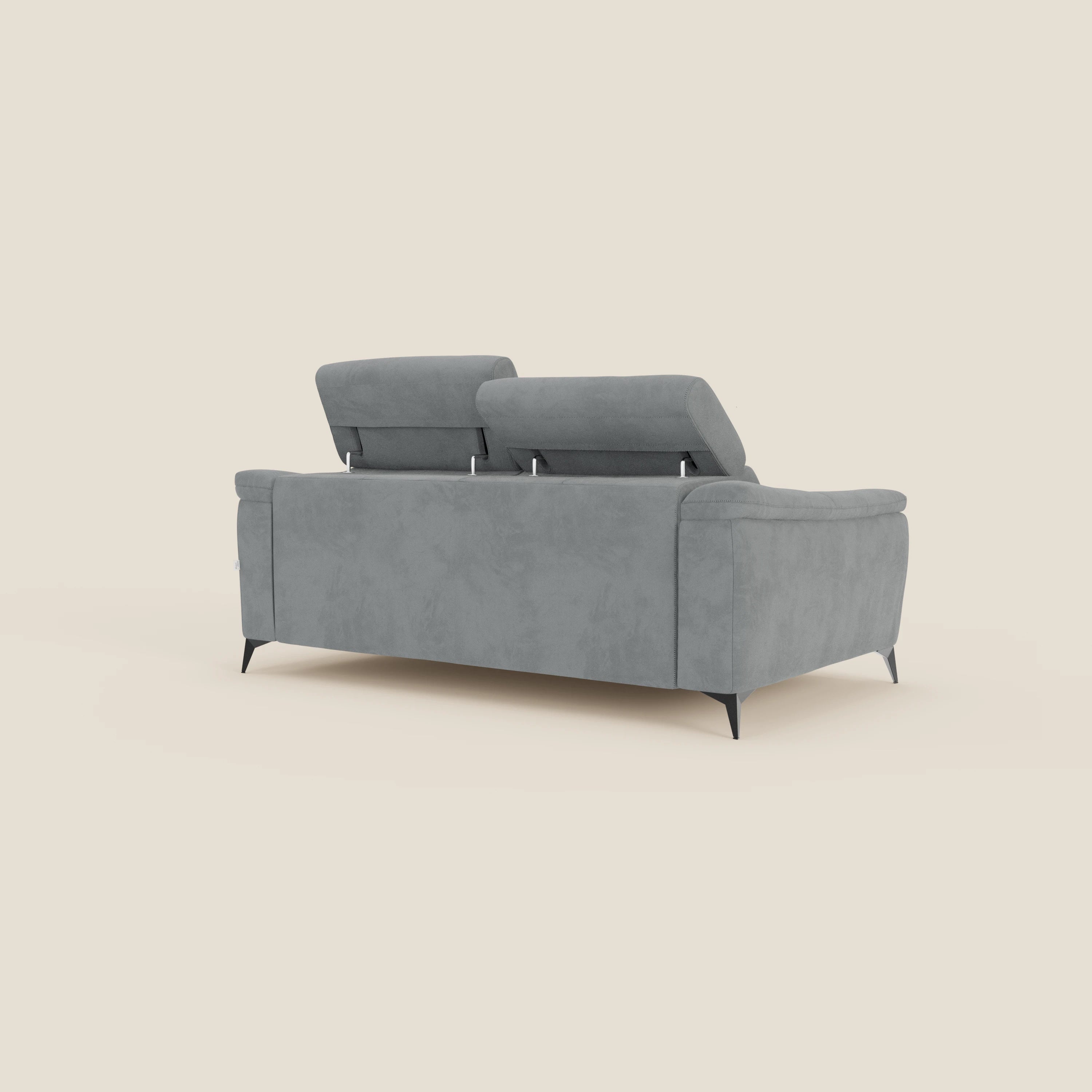 Arcos Canapé 3 places - pieds hauts et têtières inclinables en microfibre imperméable T11 gris