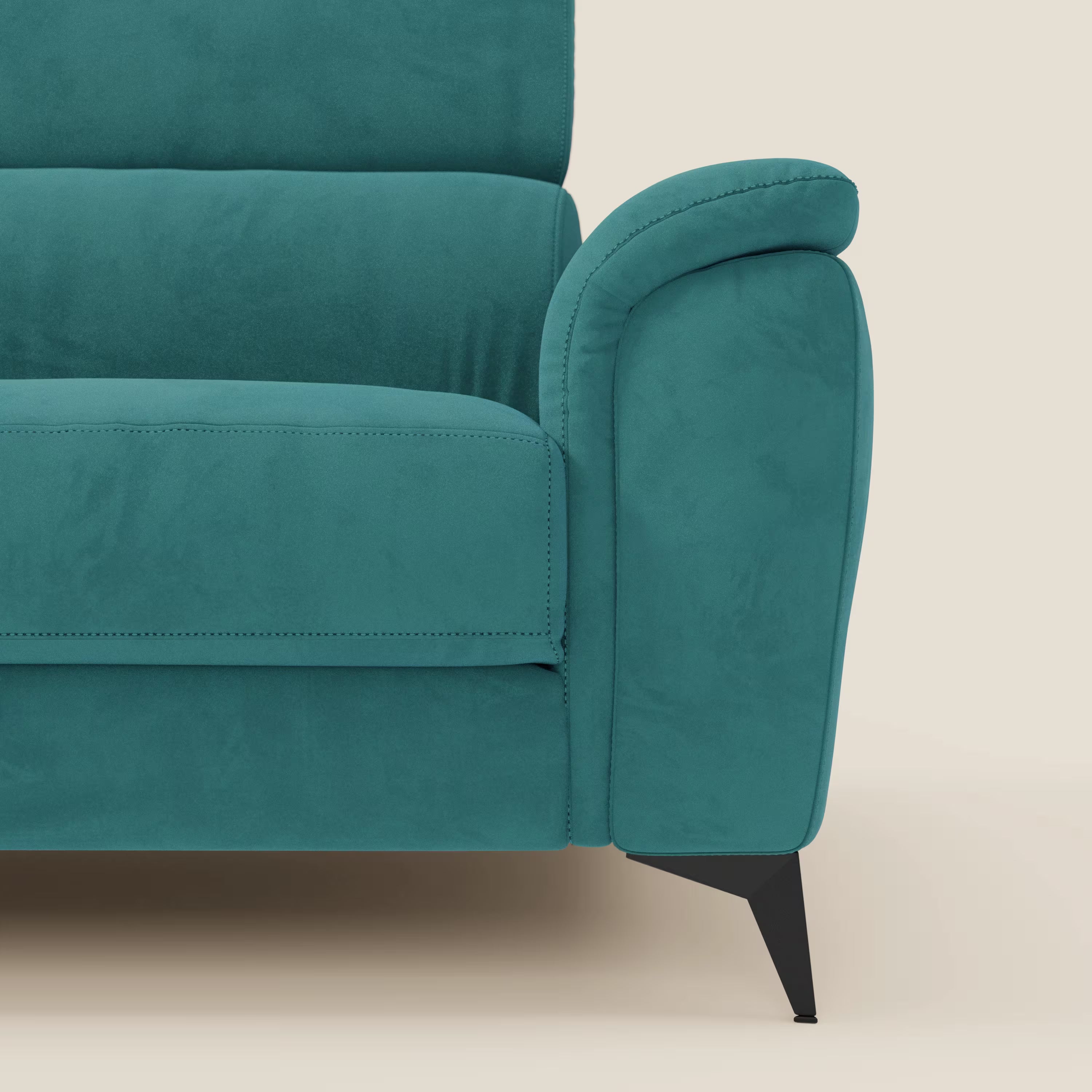 Arcos Divano 3 posti - piedini alti e poggiatesta reclinabili in microfibra impermeabile T11 petrolio