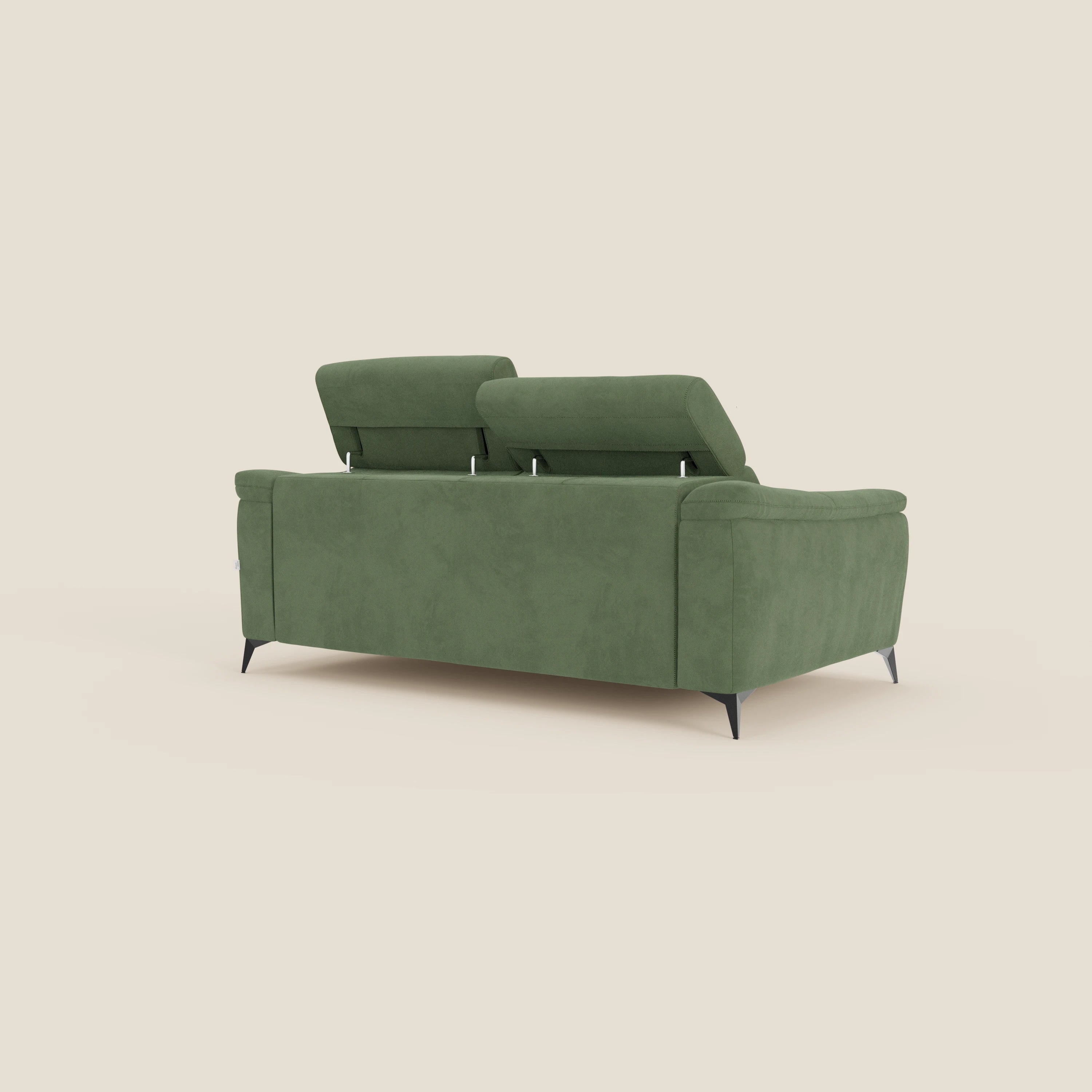Arcos Canapé 3 places - pieds hauts et têtières inclinables en microfibre imperméable T11 vert