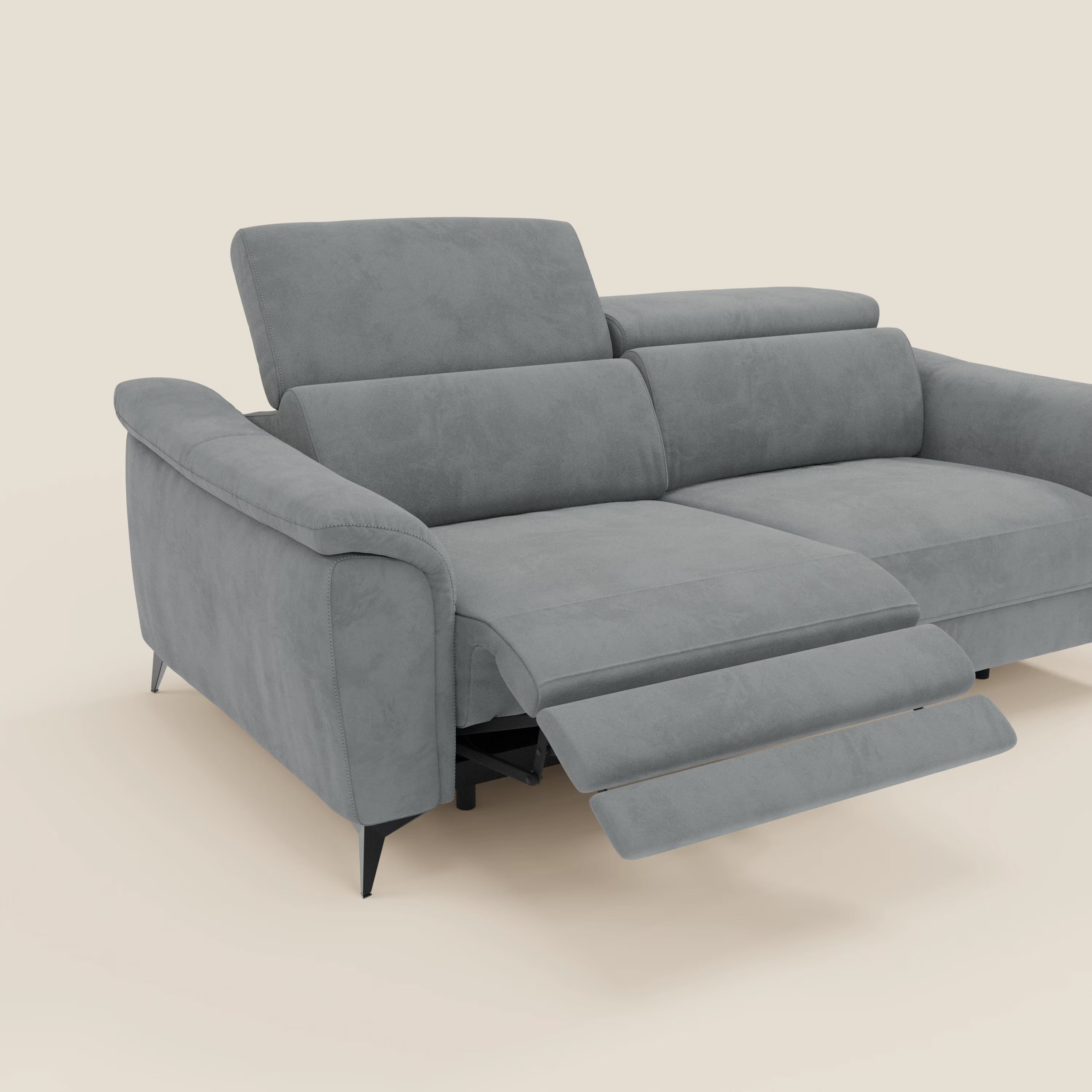 Arcos Canapé 3 places - pieds hauts et têtières inclinables en microfibre imperméable T11 gris