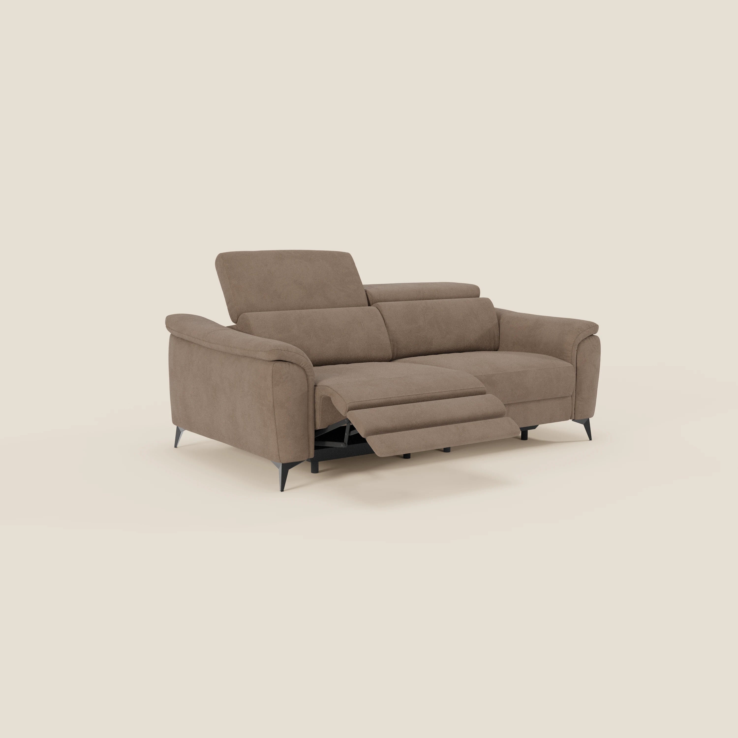 Arcos Canapé 3 places - pieds hauts et têtières inclinables en microfibre imperméable T11 marron