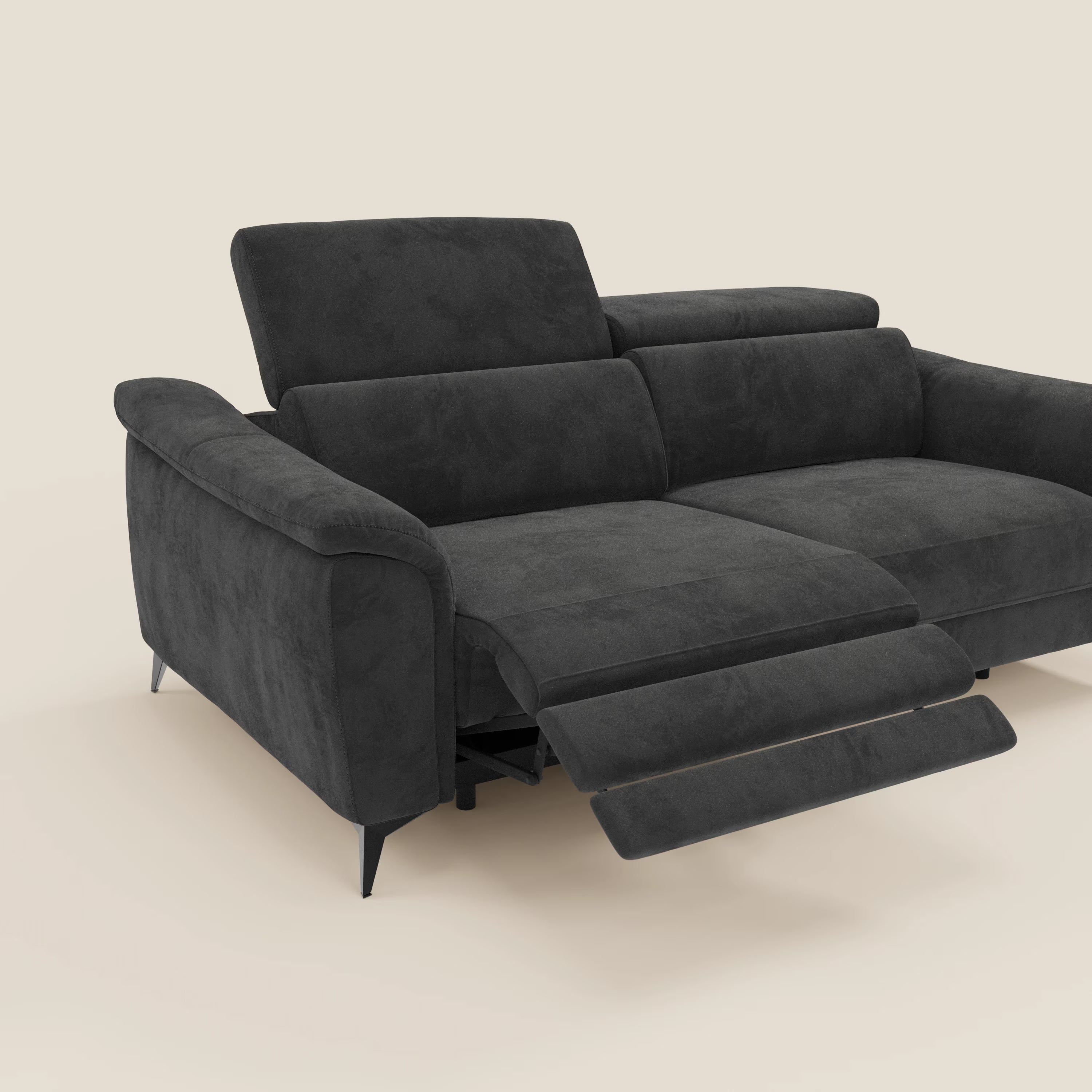 Arcos Canapé 3 places - pieds hauts et têtières inclinables en microfibre imperméable T11 noir