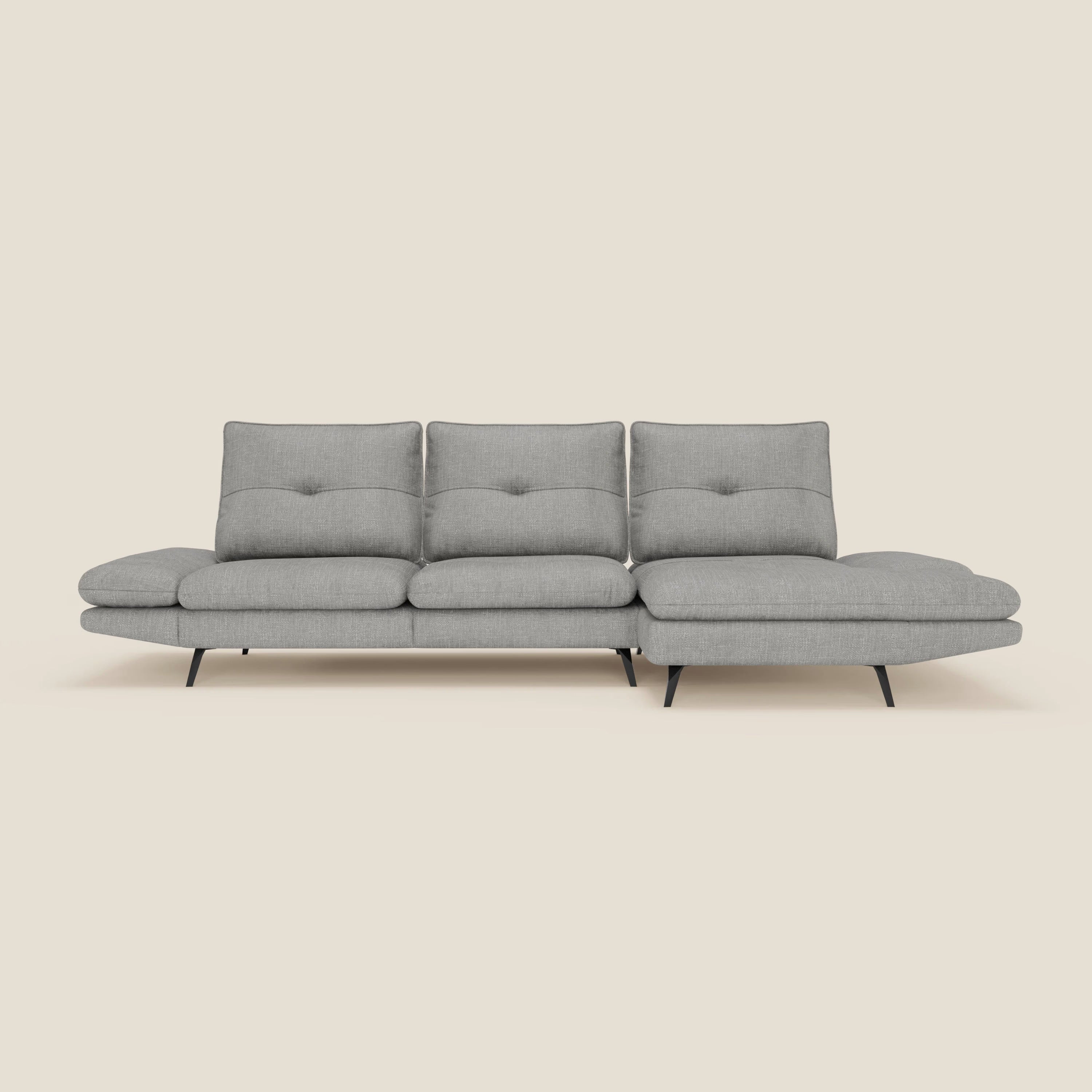 Ardex Sofa mit Halbinsel – verschiebbare Rückenlehnen und verstellbare Armlehnen aus elegantem, wasserfestem Stoff T06 grau