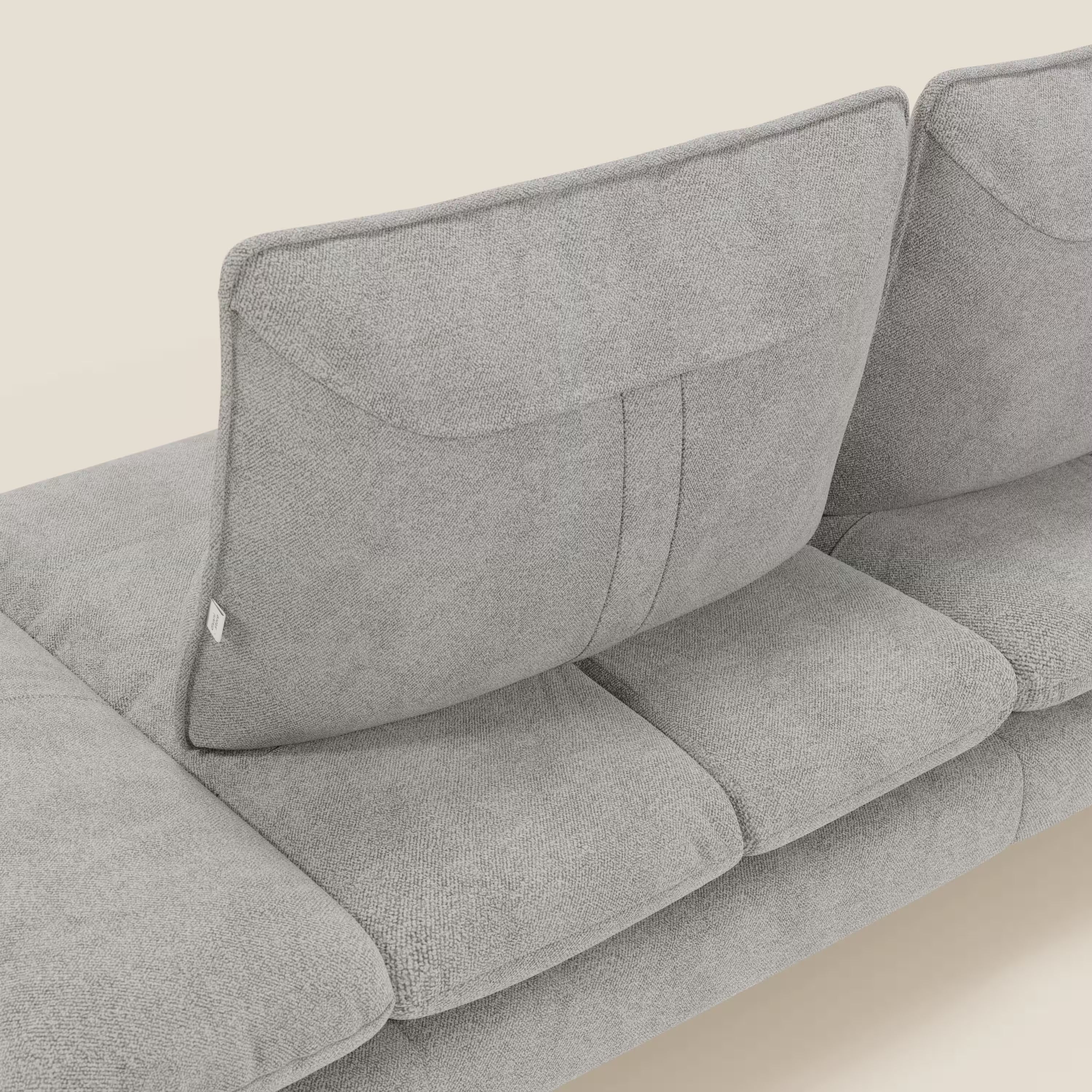 Ardex Divano 3 posti con schienali traslanti e braccioli regolabili 238 cm in morbido tessuto impermeabile T07 grigio