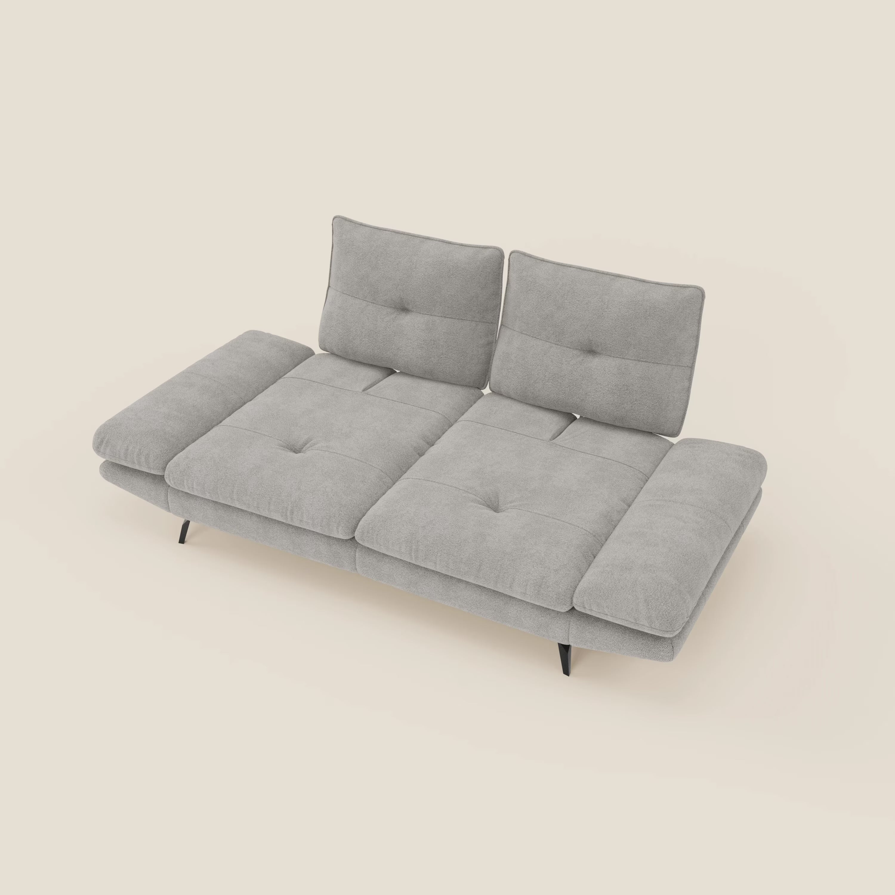 Ardex Divano 3 posti con schienali traslanti e braccioli regolabili 238 cm in morbido tessuto impermeabile T07 grigio