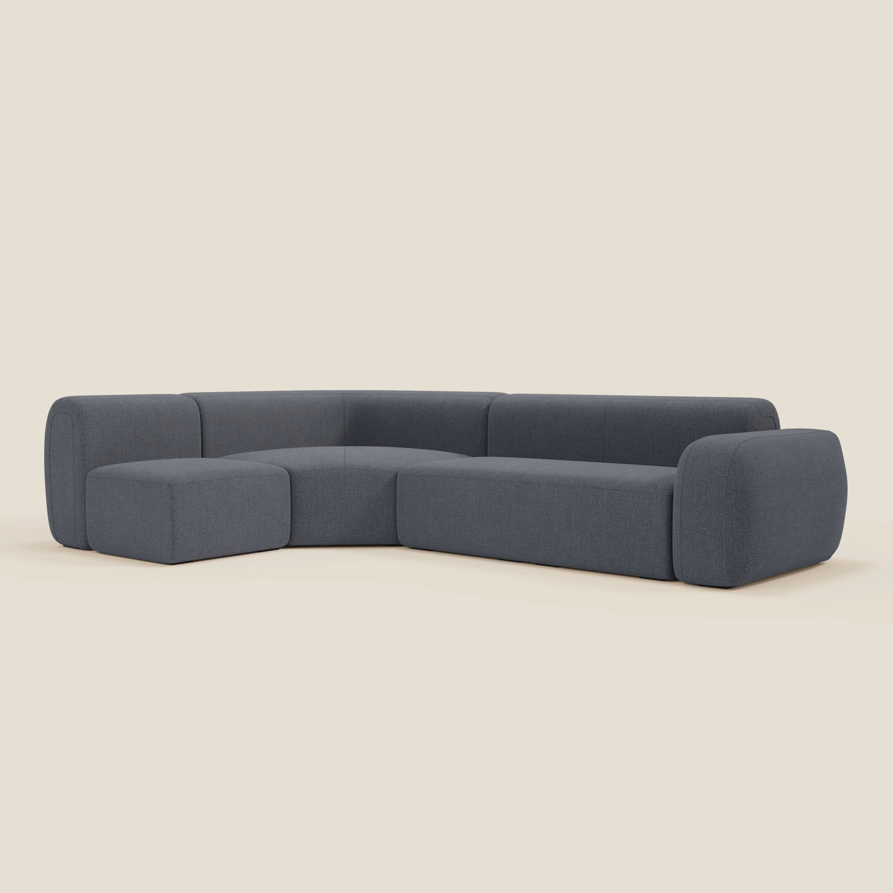 BonBon Ecksofa, modular und kombinierbar – abwaschbarer Stoff T23 graphitblau