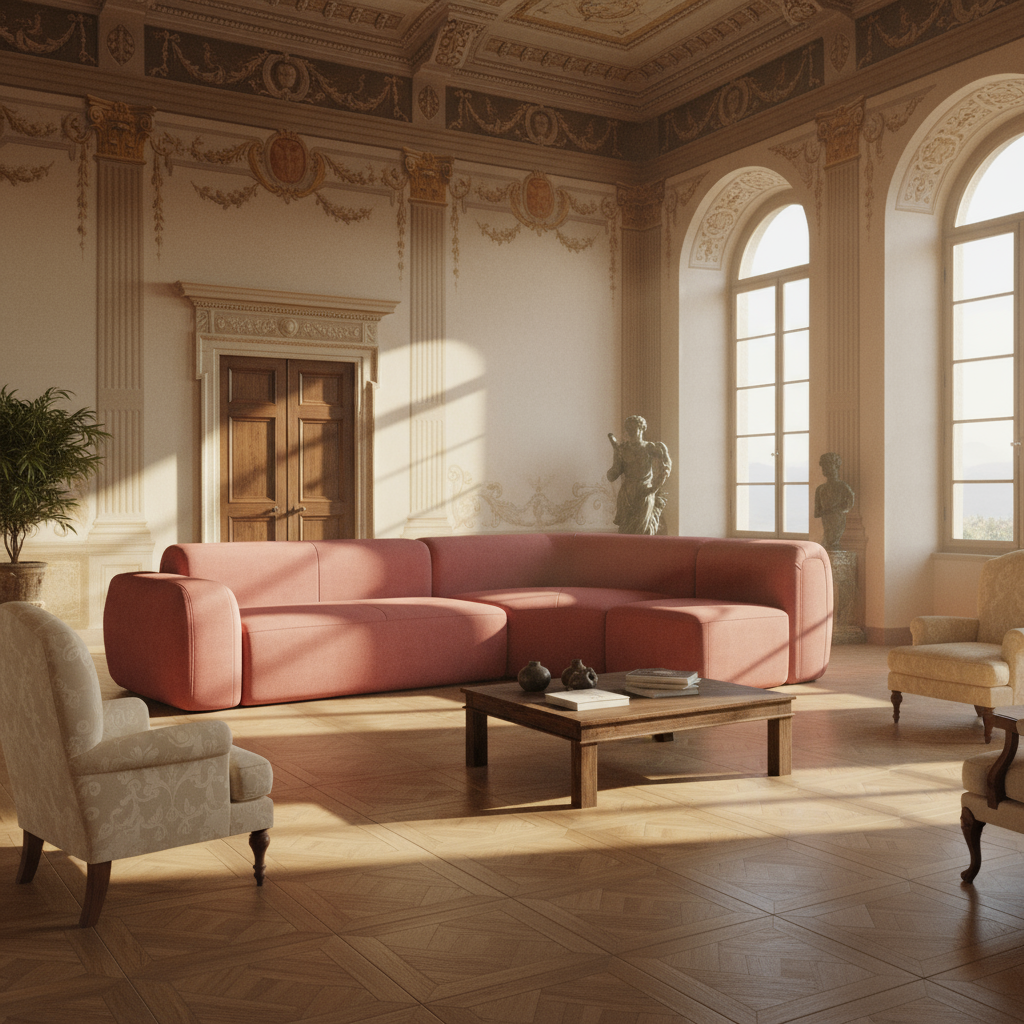 BonBon Canapè d'angle modulable - tissu détachable T23 rouge cerise