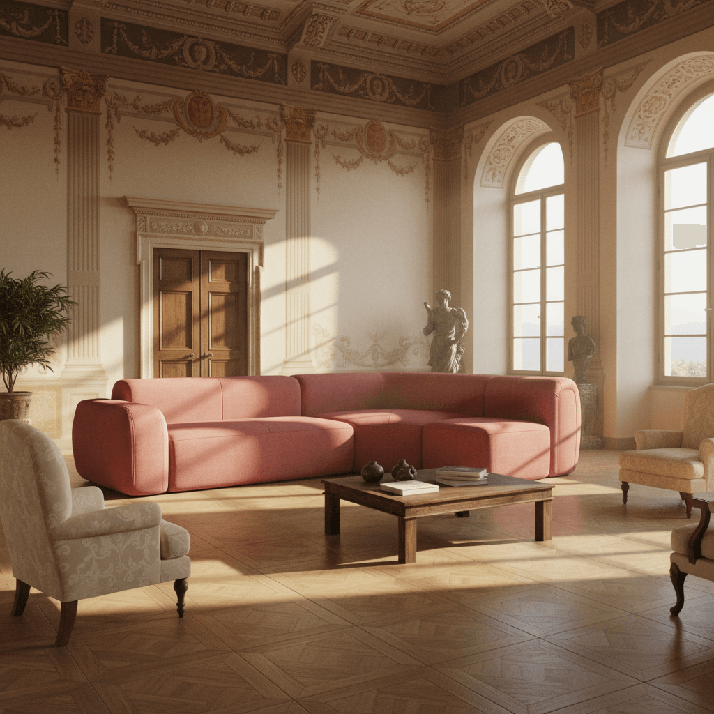 BonBon divano angolare componibile e modulare - tessuto smacchiabile T23 rosso ciliegia