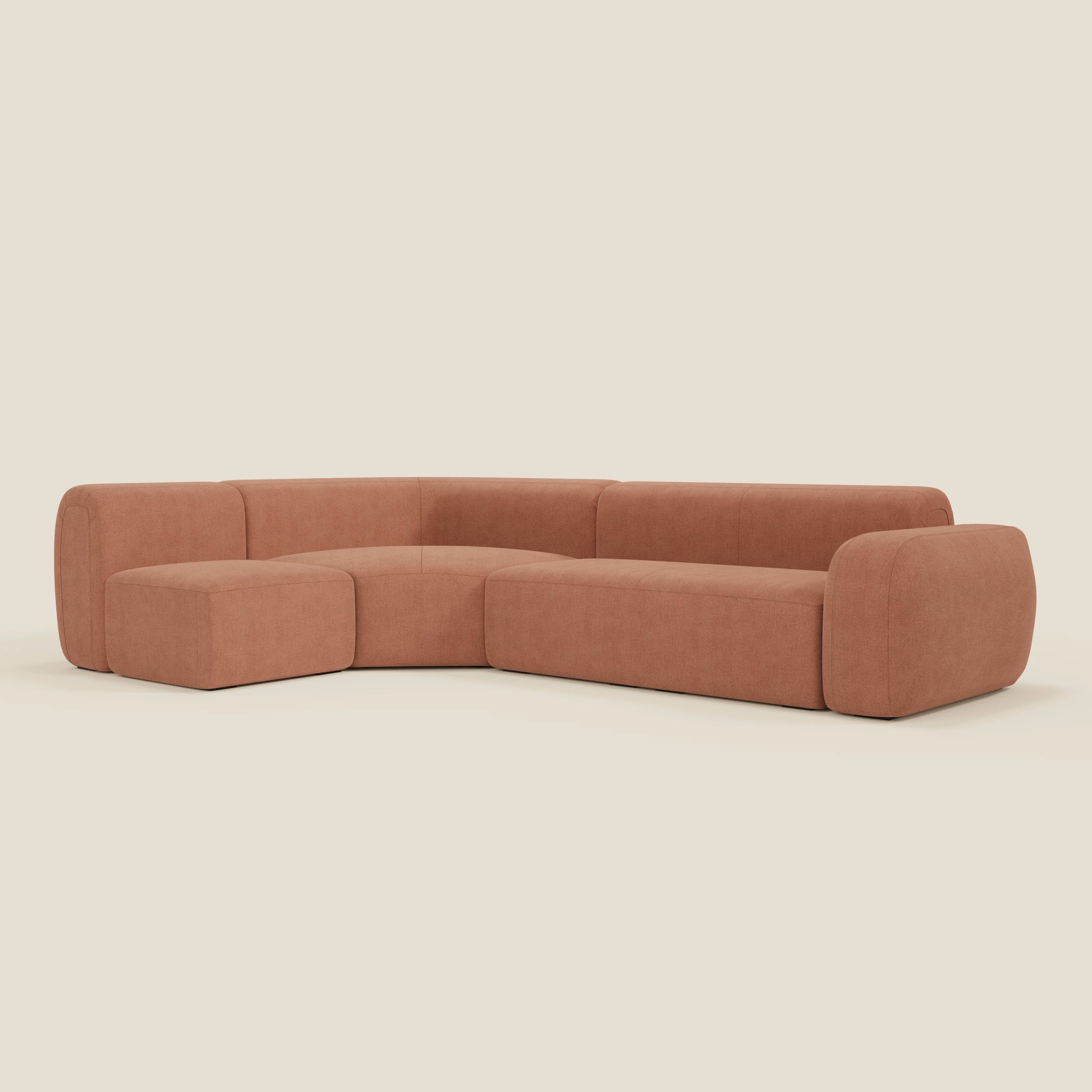 BonBon Ecksofa, modular und kombinierbar – abwaschbarer Stoff T23 pfirsich