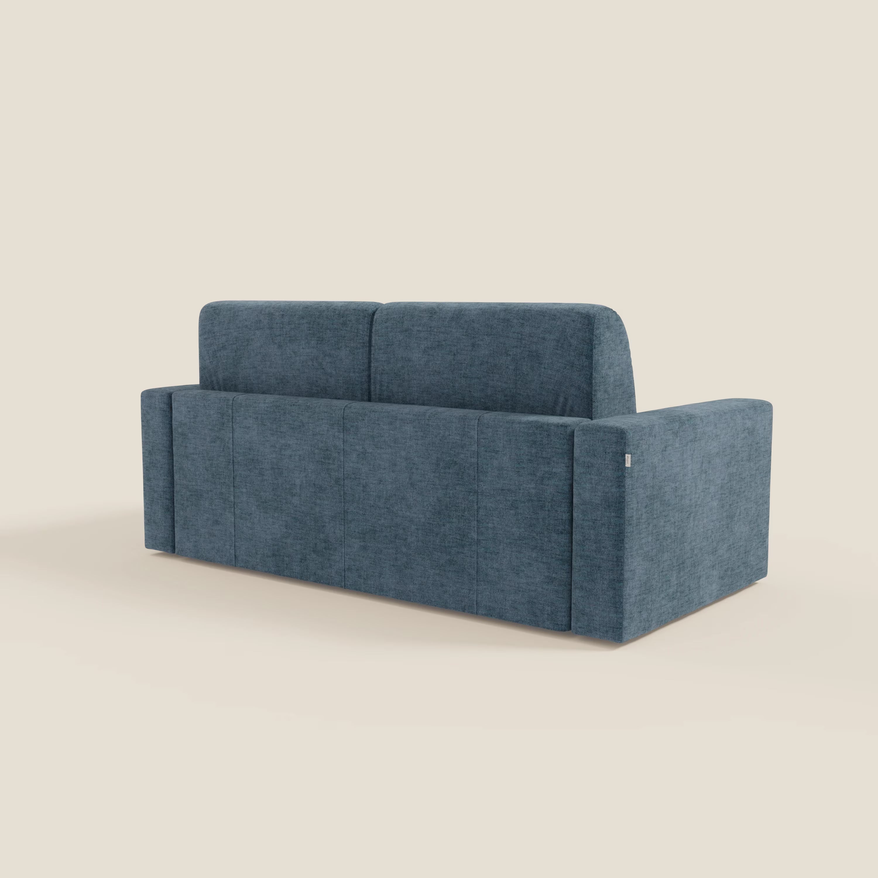 Diomede Divano letto matrimoniale in velluto easy clean sfoderabile - design moderno e comfort in T35 blu