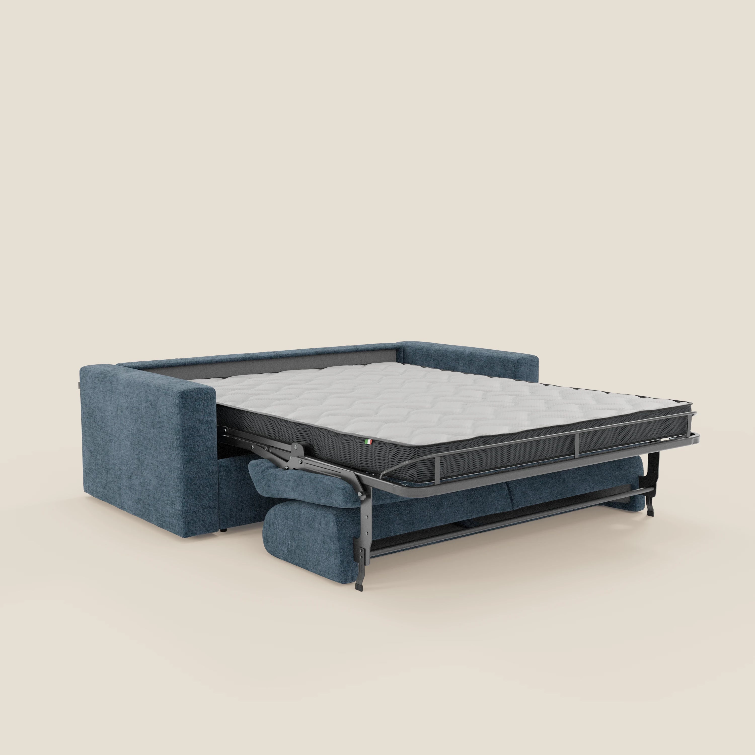 Diomede Divano letto matrimoniale in velluto easy clean sfoderabile - design moderno e comfort in T35 blu