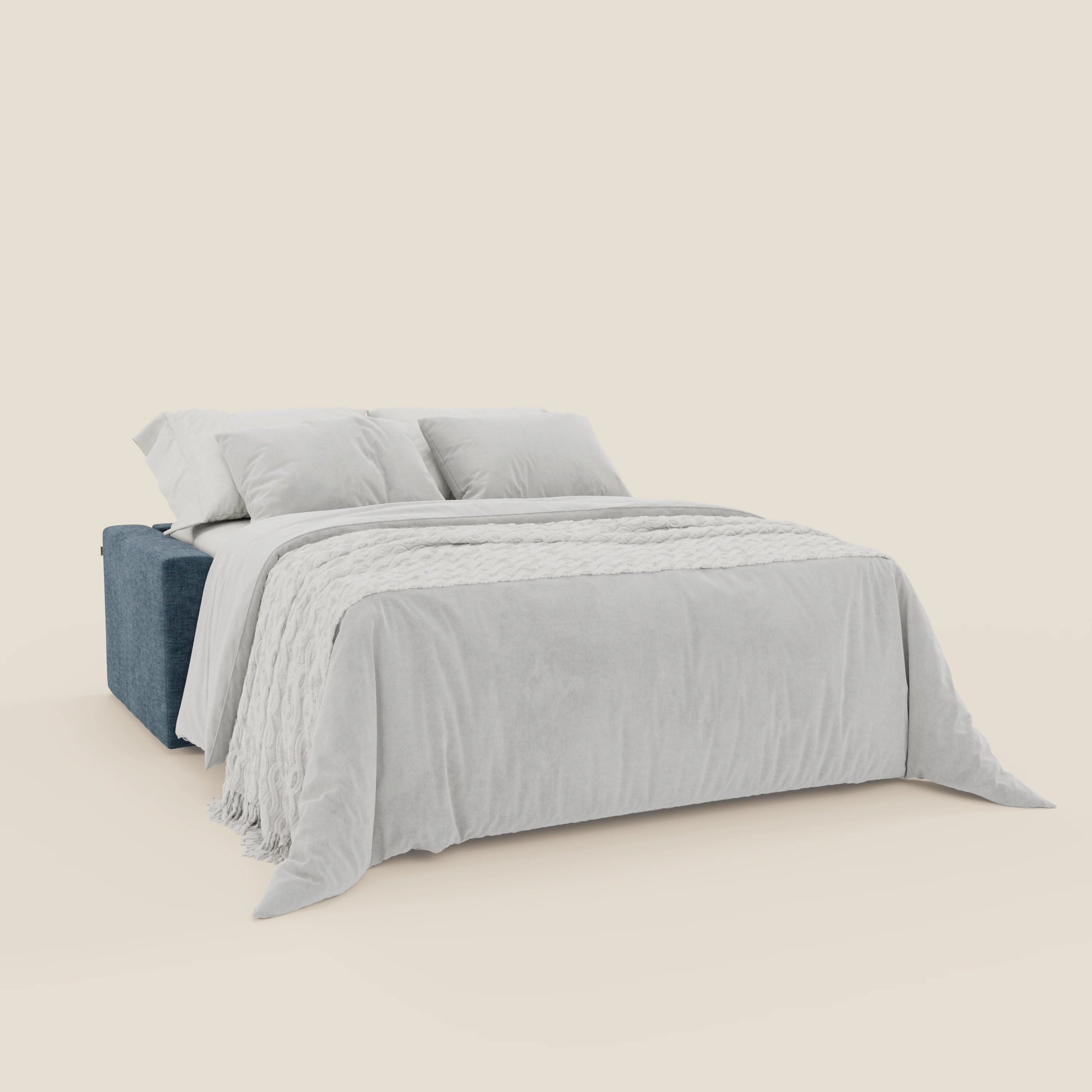 Diomede Divano letto matrimoniale in velluto easy clean sfoderabile - design moderno e comfort in T35 blu