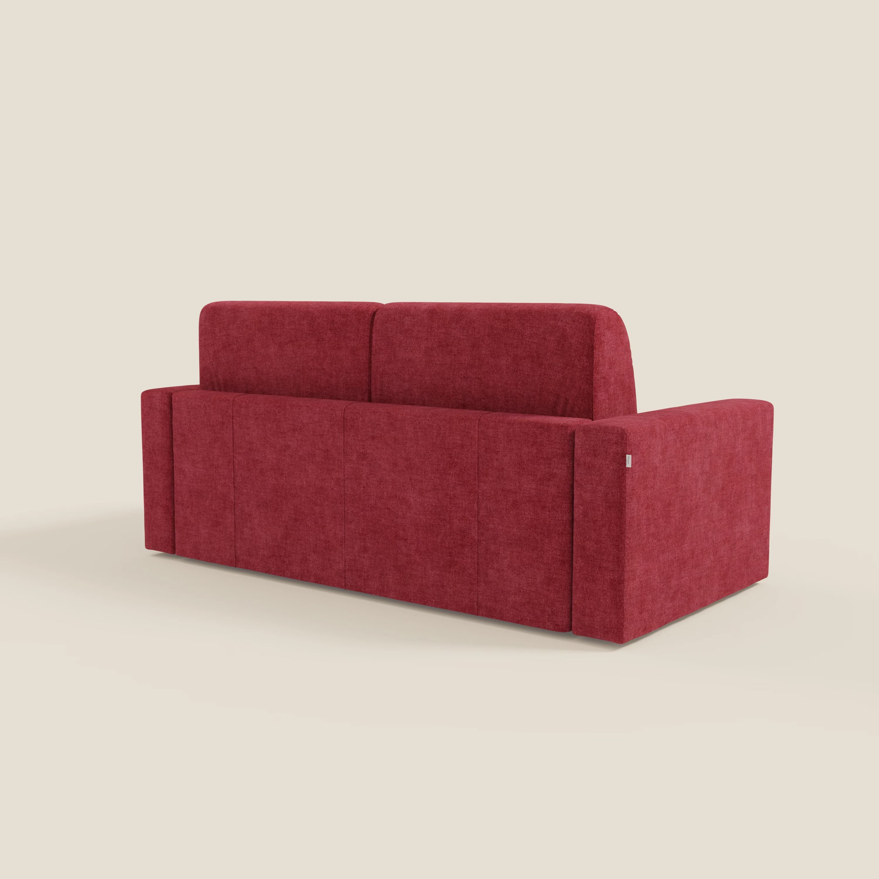 Diomede Divano letto matrimoniale in velluto easy clean sfoderabile - design moderno e comfort in T35 rosso
