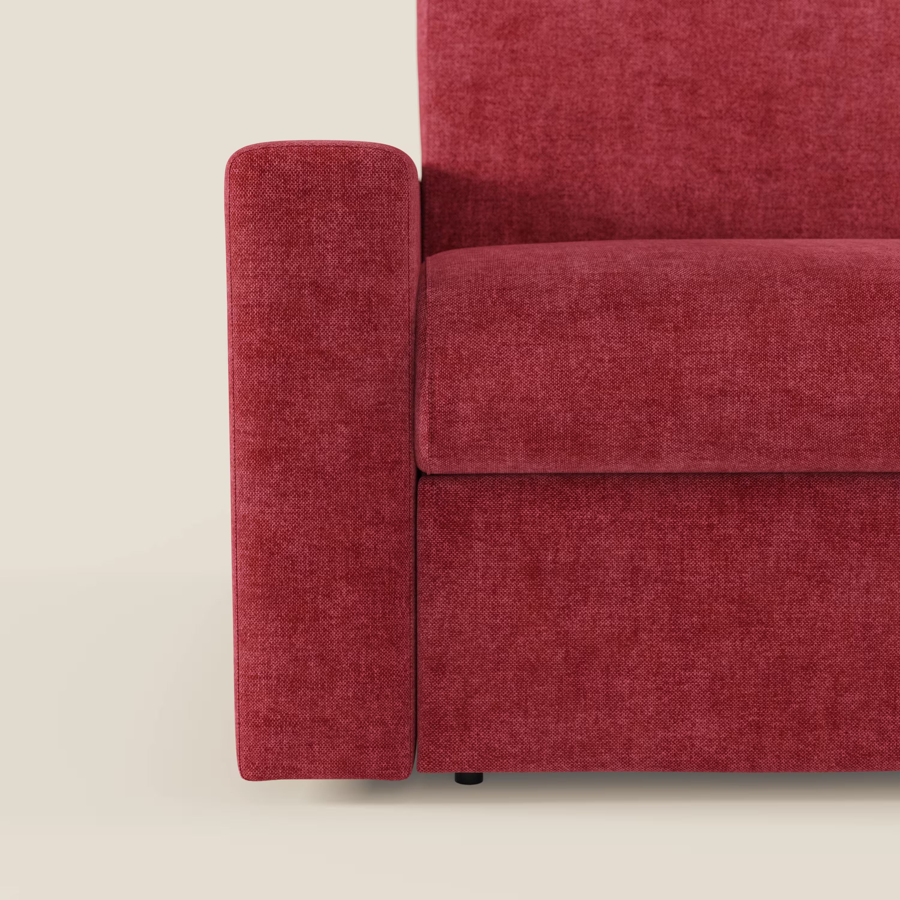 Diomede Divano letto matrimoniale in velluto easy clean sfoderabile - design moderno e comfort in T35 rosso
