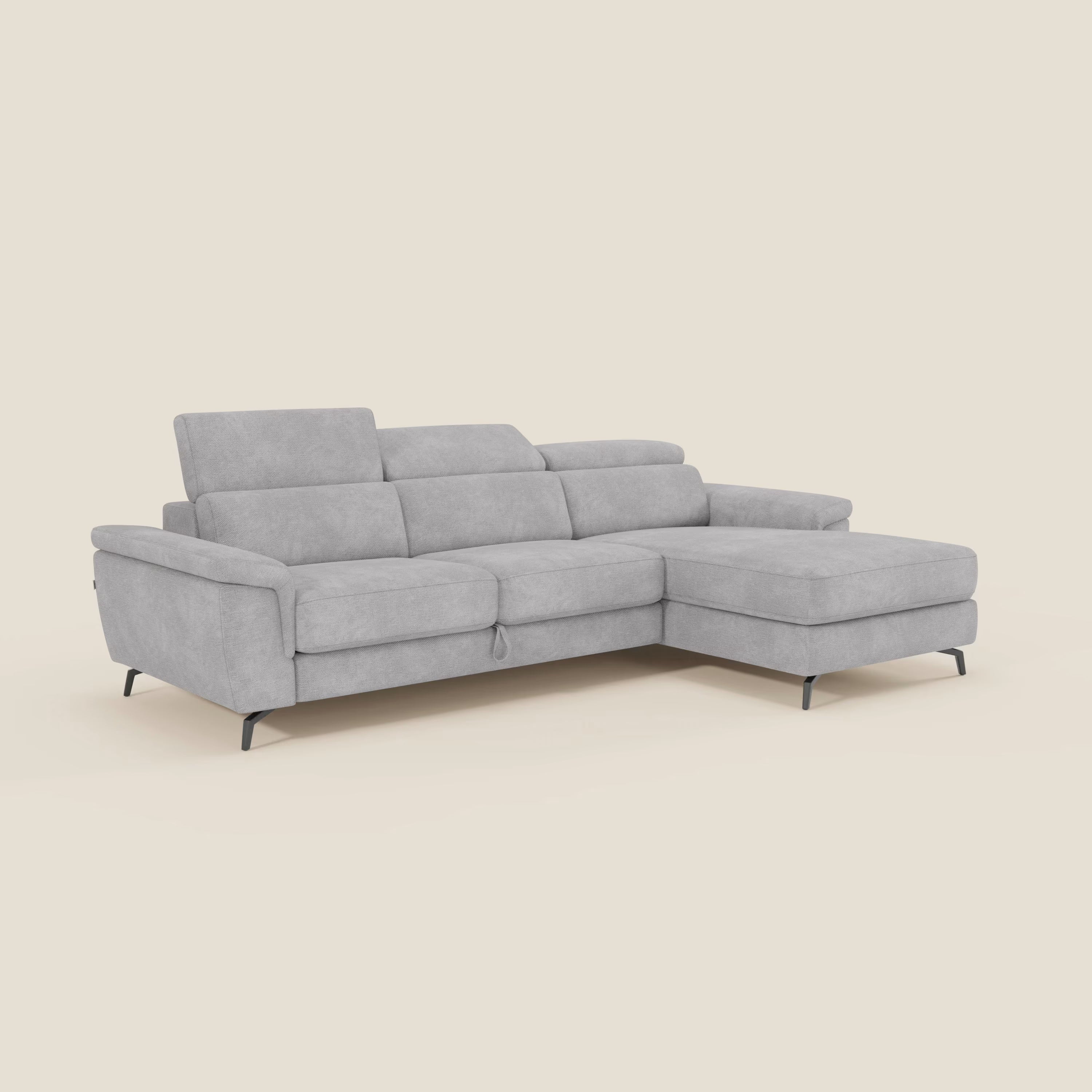 Estro Canapé extractible et chaise longue - têtières inclinables en tissu imperméable T14 gris clair
