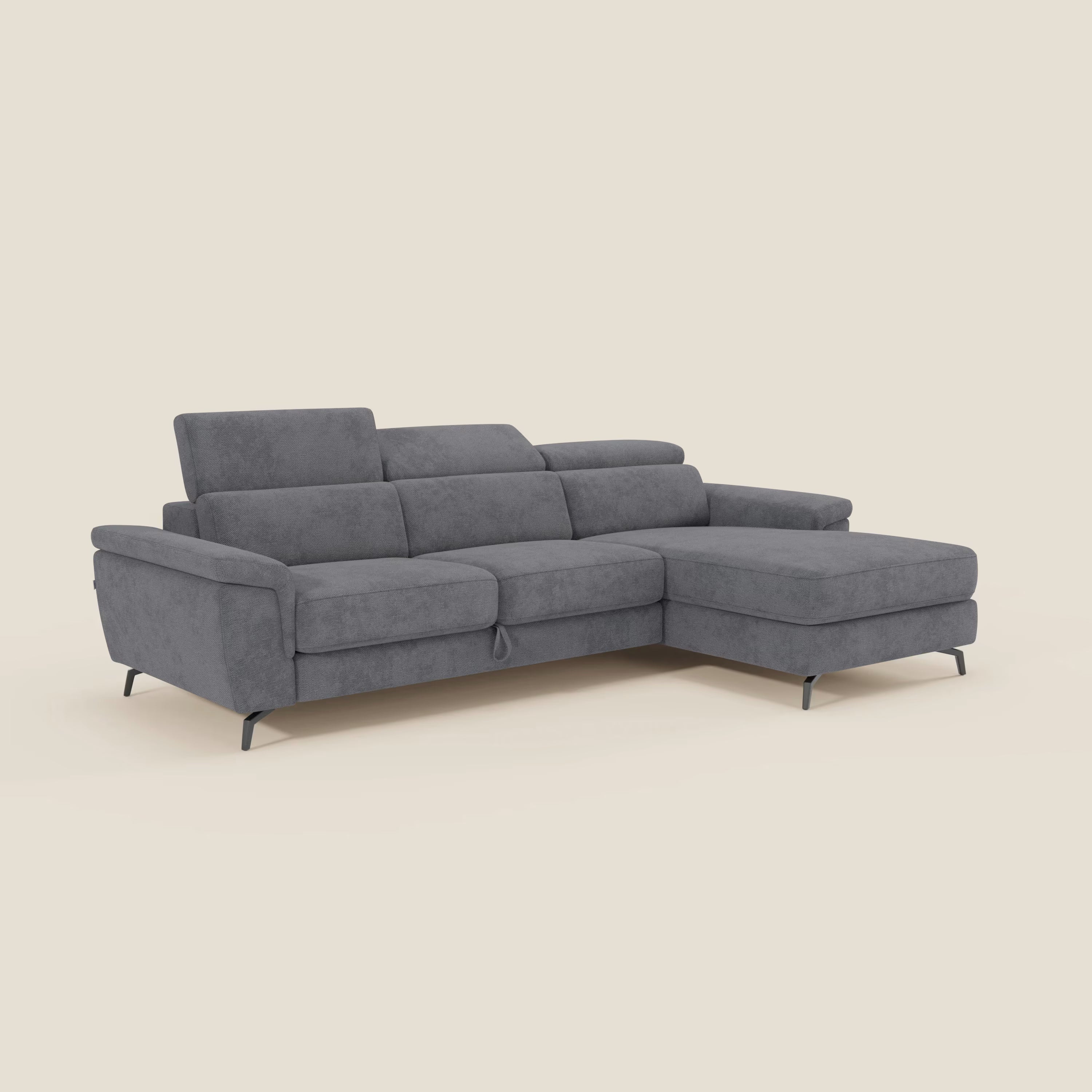 Estro Canapé extractible et chaise longue - têtières inclinables en tissu imperméable T14 gris