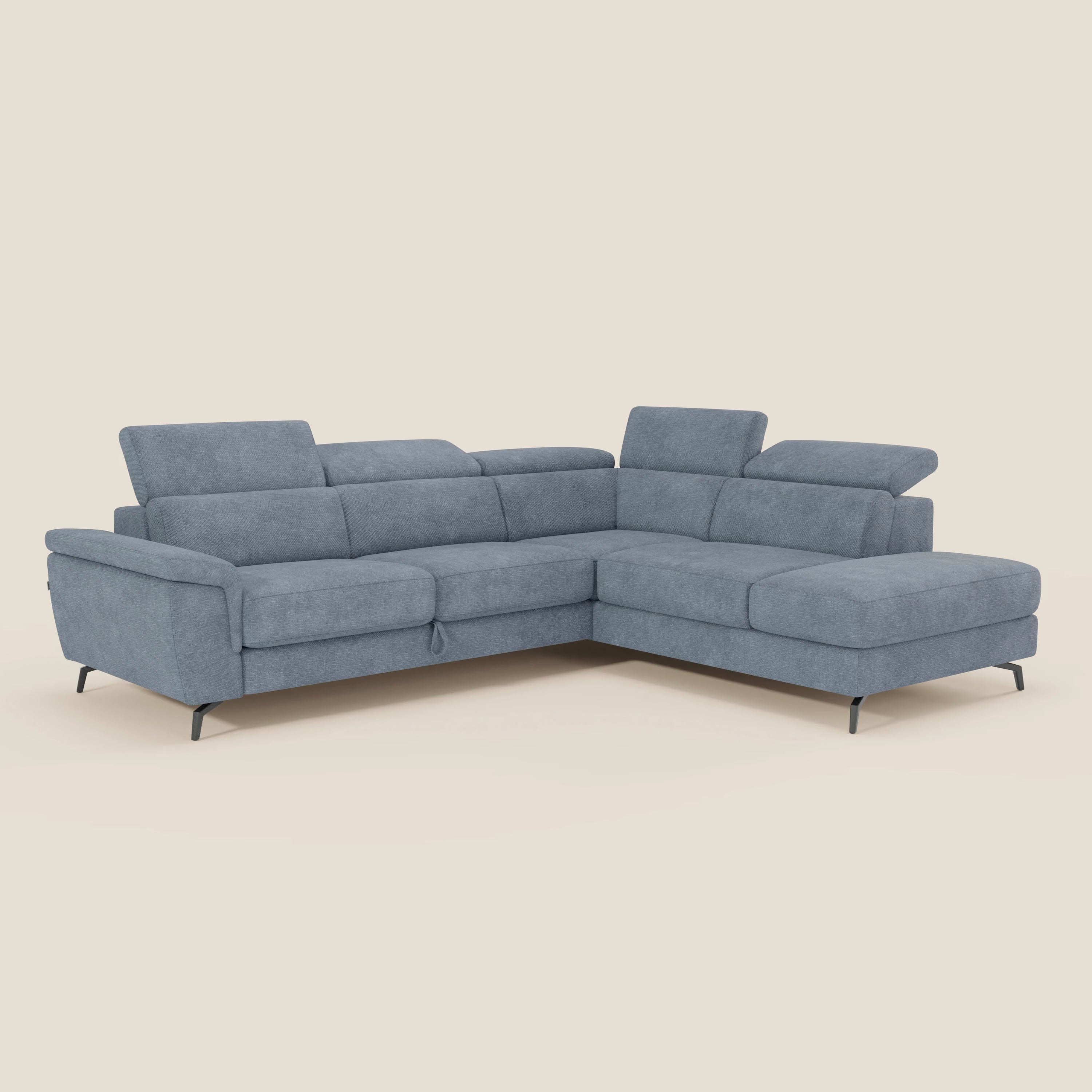 Estro Ecksofa mit Ausziehfunktion – verstellbare Kopfstützen aus wasserfestem Stoff T14
