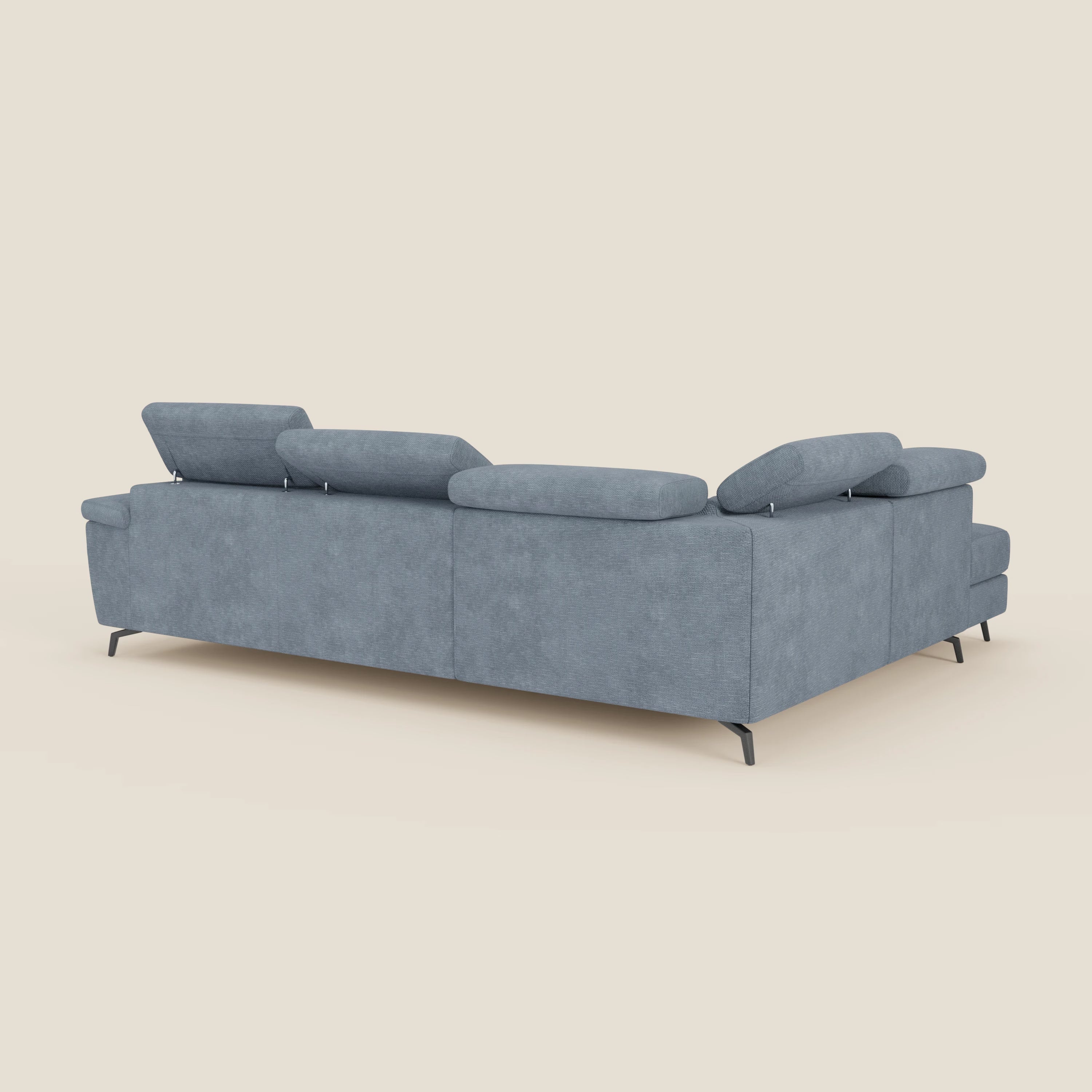 Estro Ecksofa mit Ausziehfunktion – verstellbare Kopfstützen aus wasserfestem Stoff T14