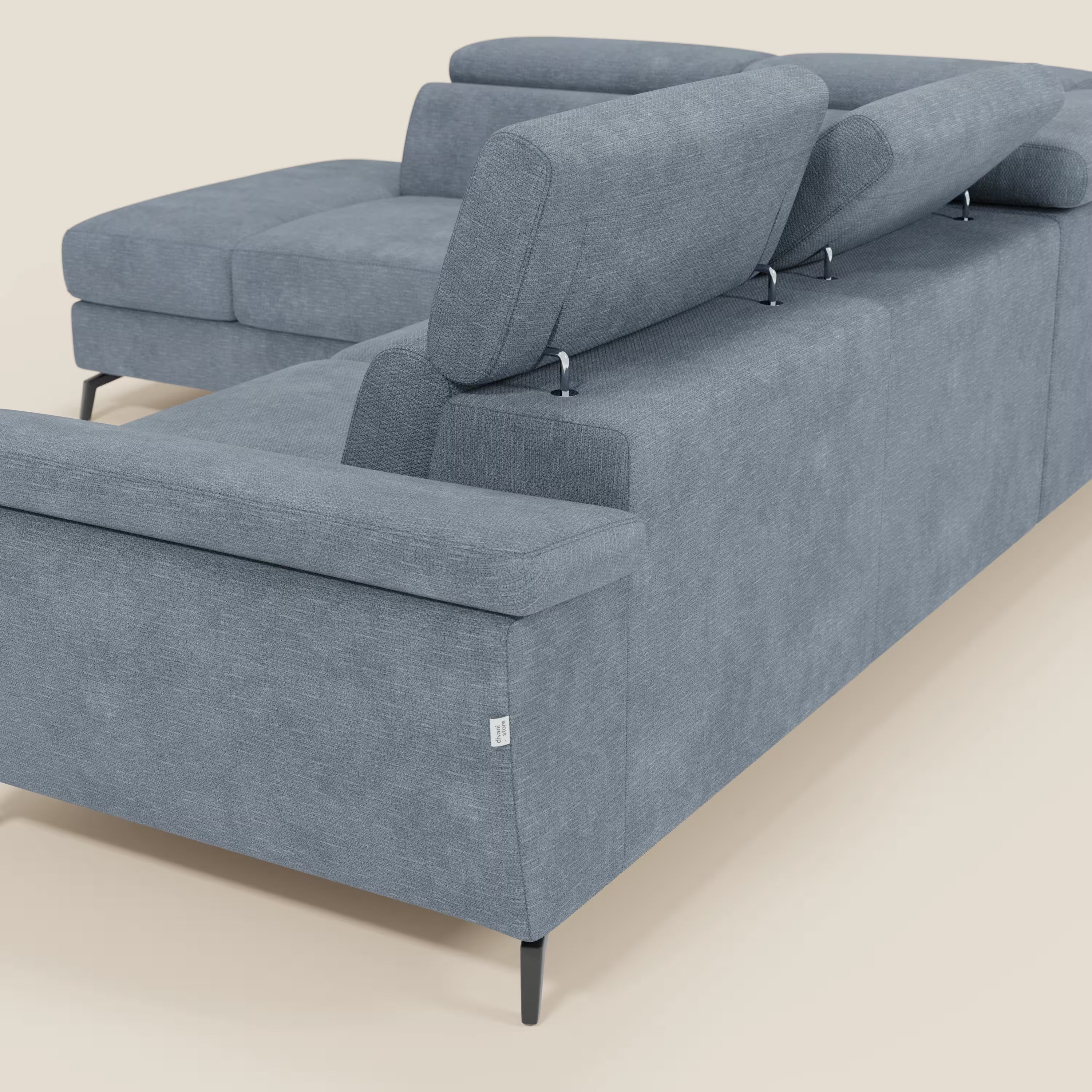 Estro Ecksofa mit Ausziehfunktion – verstellbare Kopfstützen aus wasserfestem Stoff T14