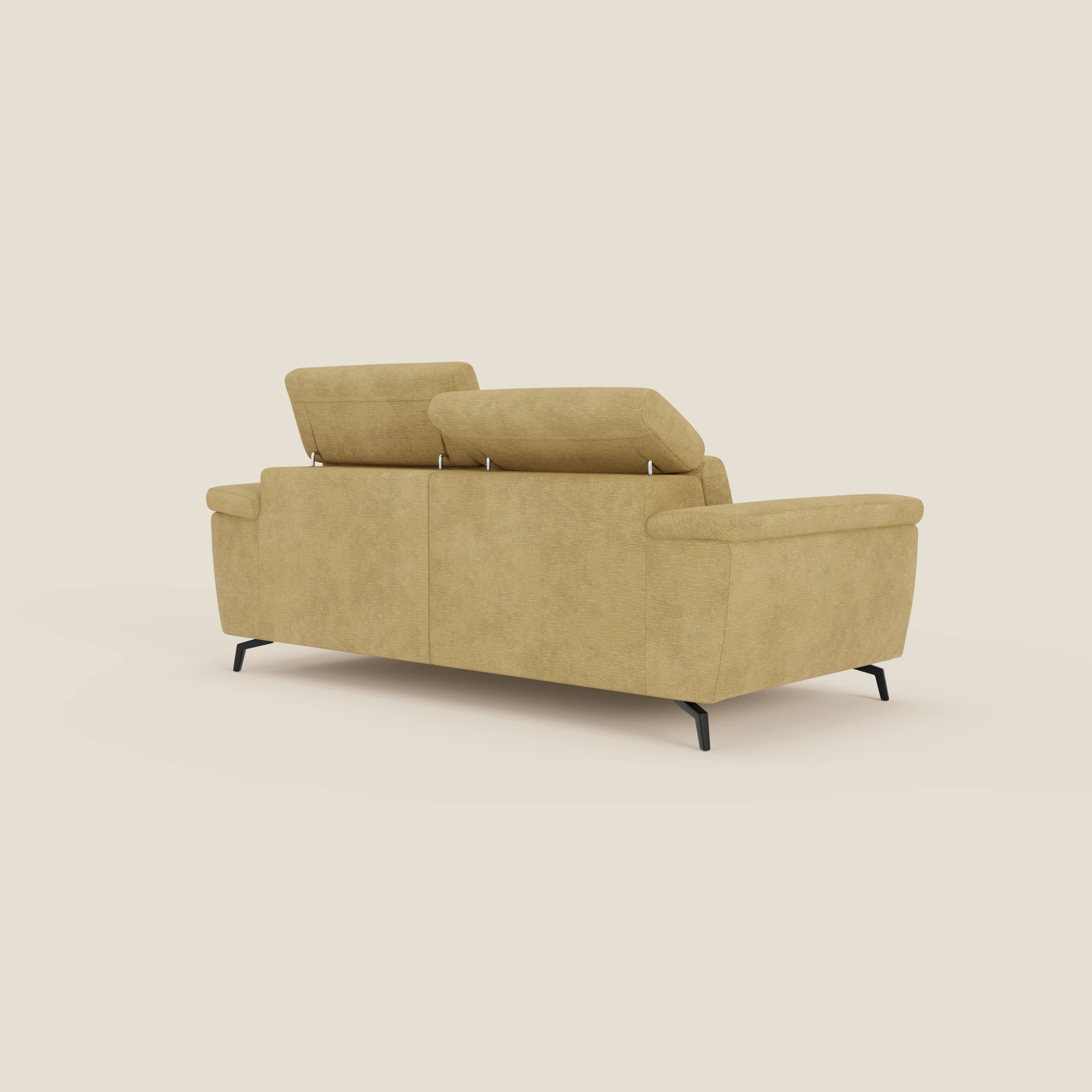 Estro 3-Sitzer-Sofa mit herausnehmbarem Hocker – verstellbare Kopfstützen aus wasserfester Stoff T14 gelb