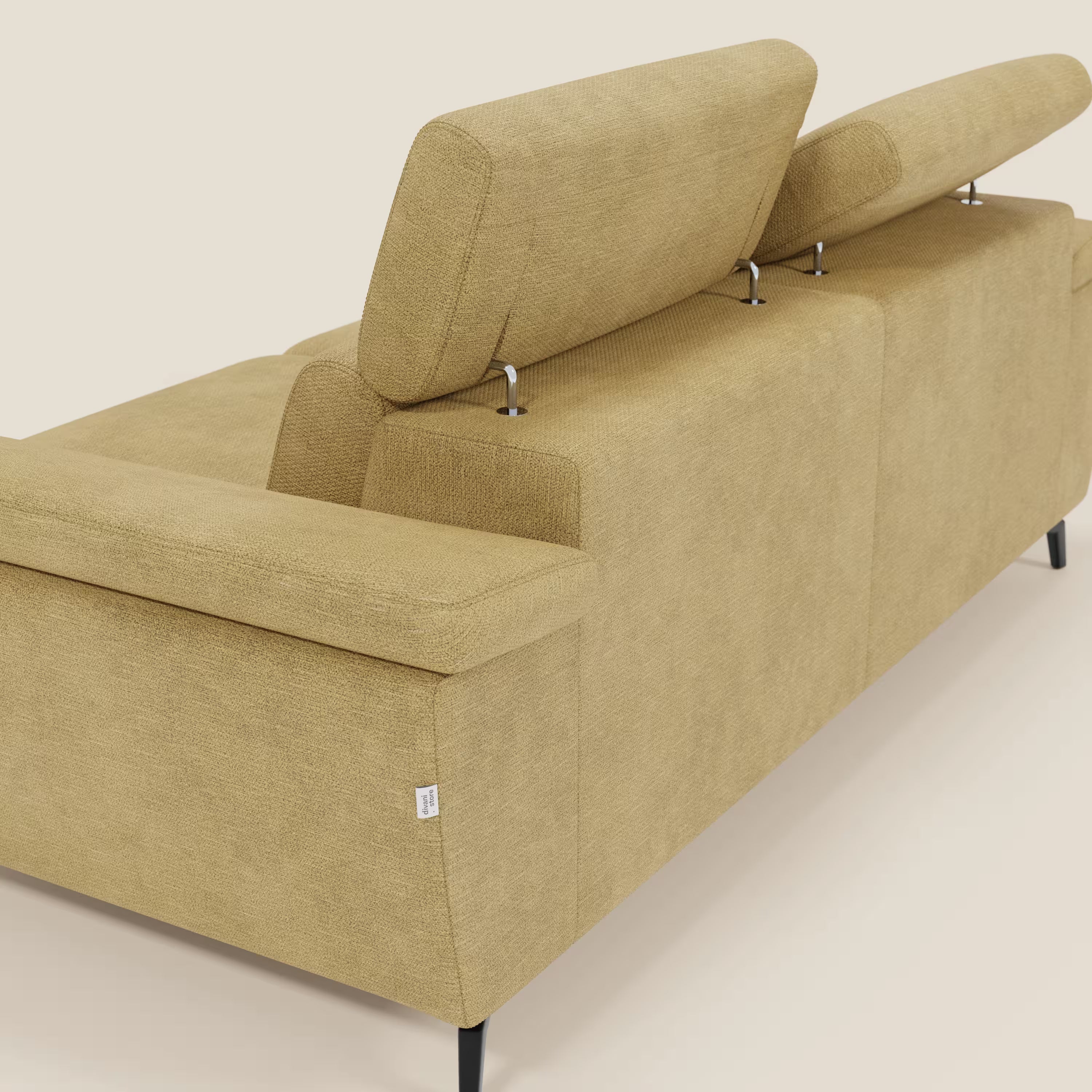Estro 3-Sitzer-Sofa mit herausnehmbarem Hocker – verstellbare Kopfstützen aus wasserfester Stoff T14 gelb