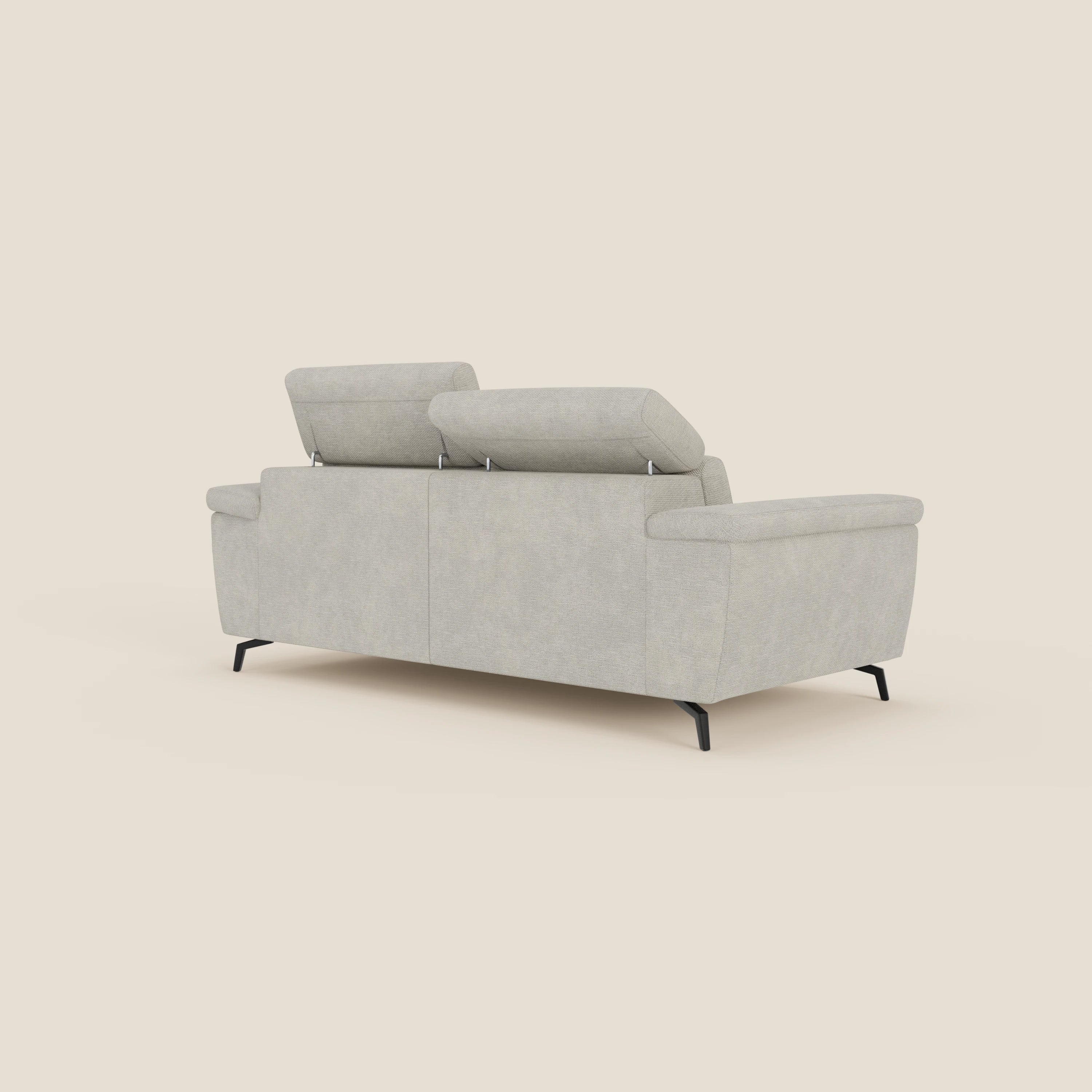 Estro 3-Sitzer-Sofa mit herausnehmbarem Hocker – verstellbare Kopfstützen aus wasserfester Stoff T14 creme
