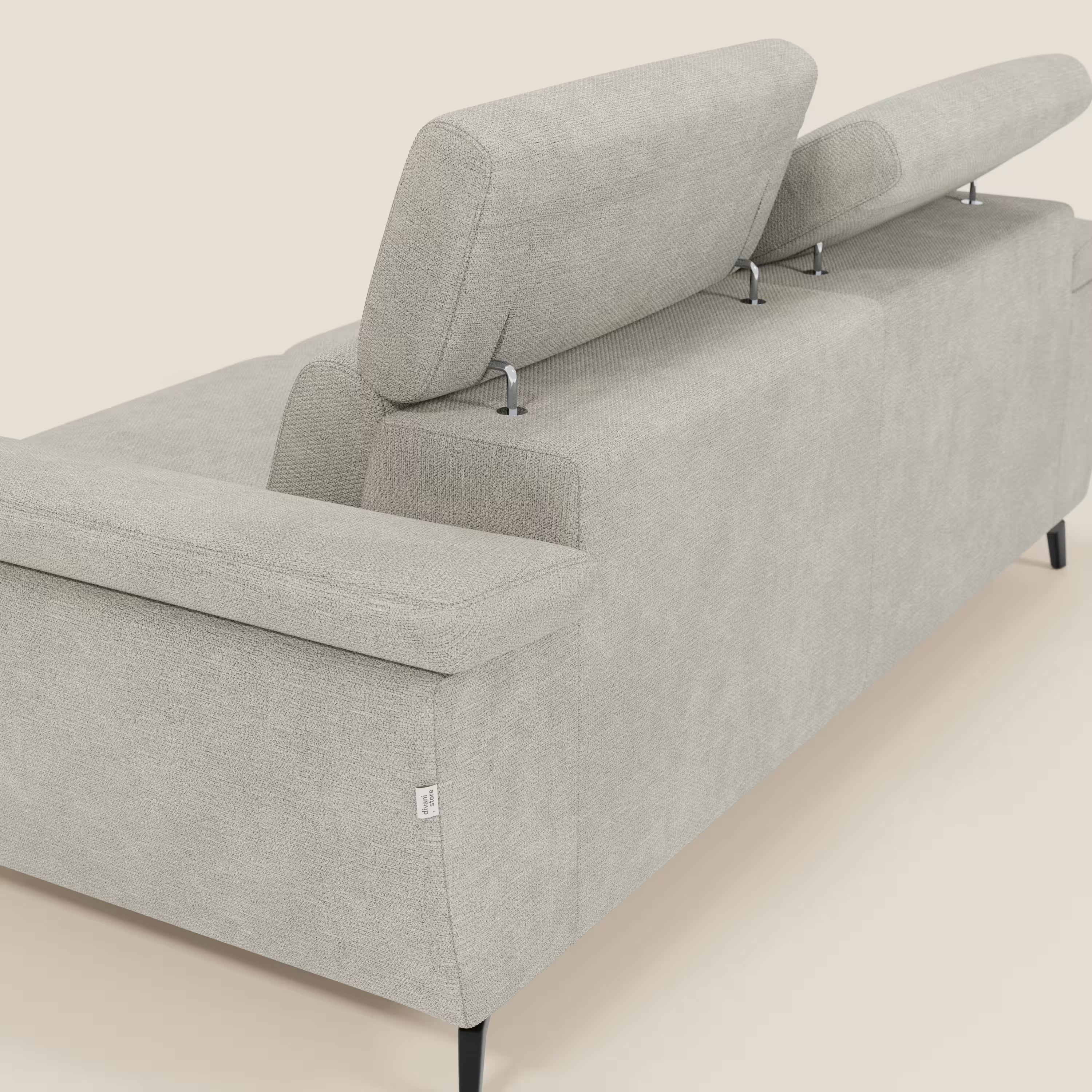 Estro 3-Sitzer-Sofa mit herausnehmbarem Hocker – verstellbare Kopfstützen aus wasserfester Stoff T14 creme