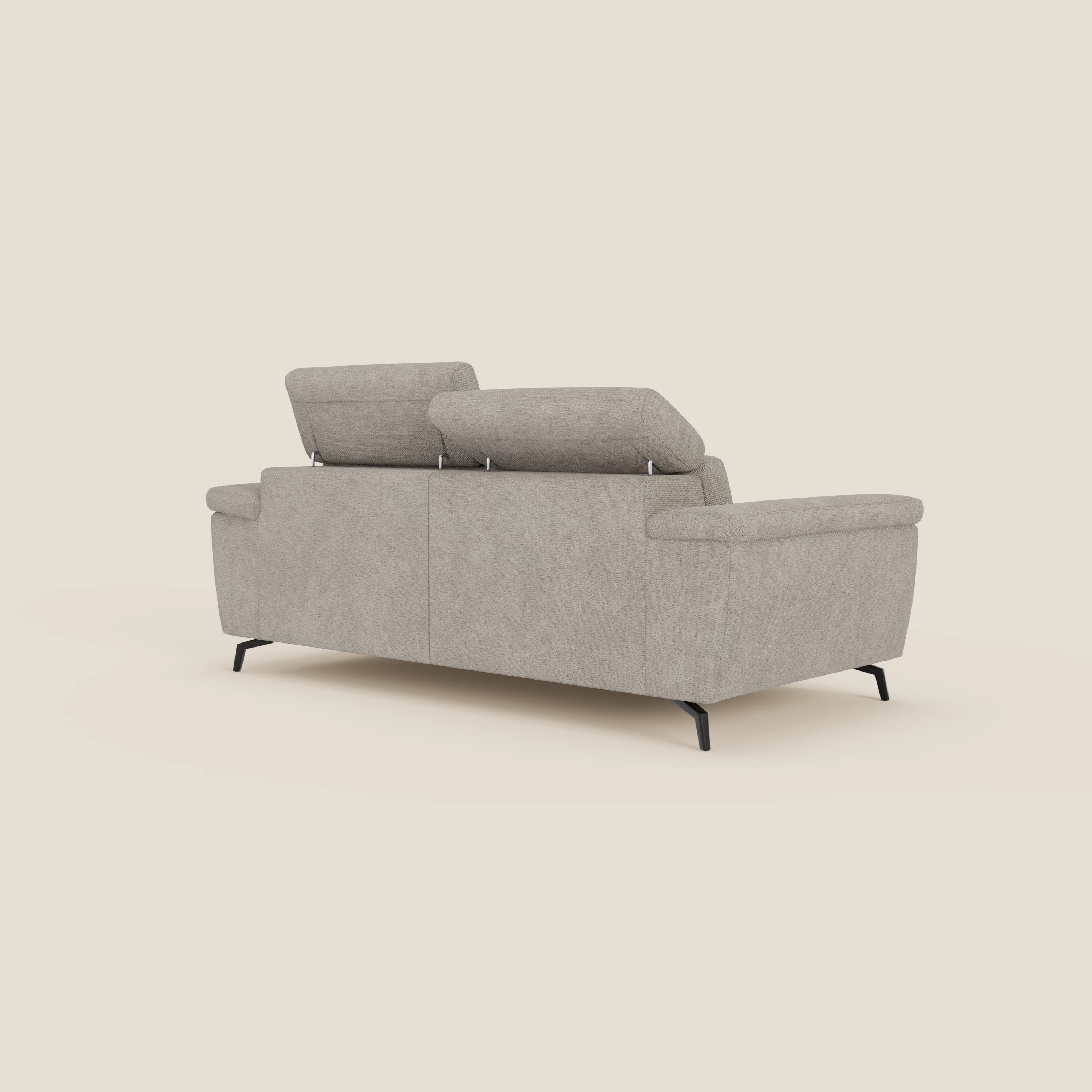 Estro 3-Sitzer-Sofa mit herausnehmbarem Hocker – verstellbare Kopfstützen aus wasserfester Stoff T14 graubeige