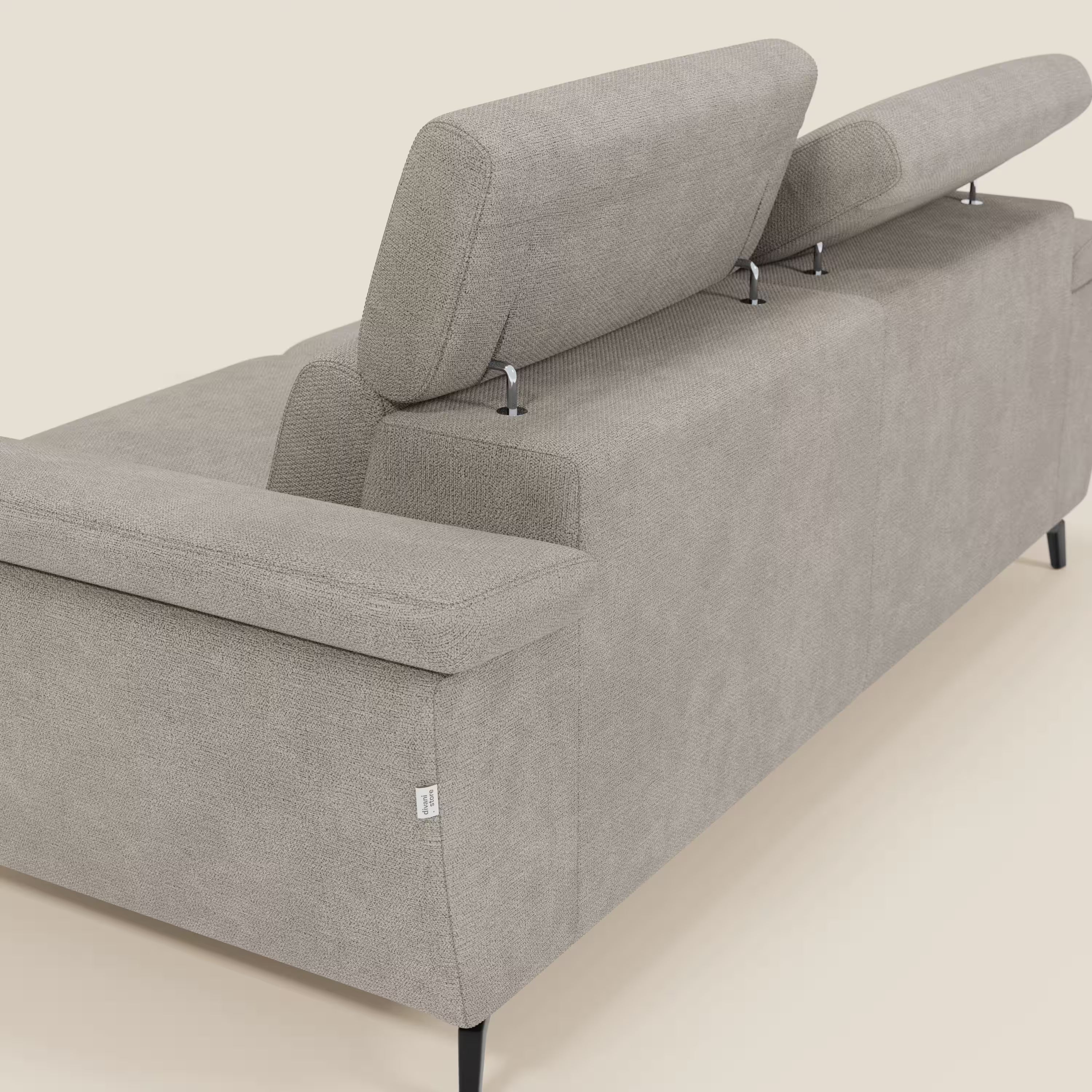Estro 3-Sitzer-Sofa mit herausnehmbarem Hocker – verstellbare Kopfstützen aus wasserfester Stoff T14 graubeige