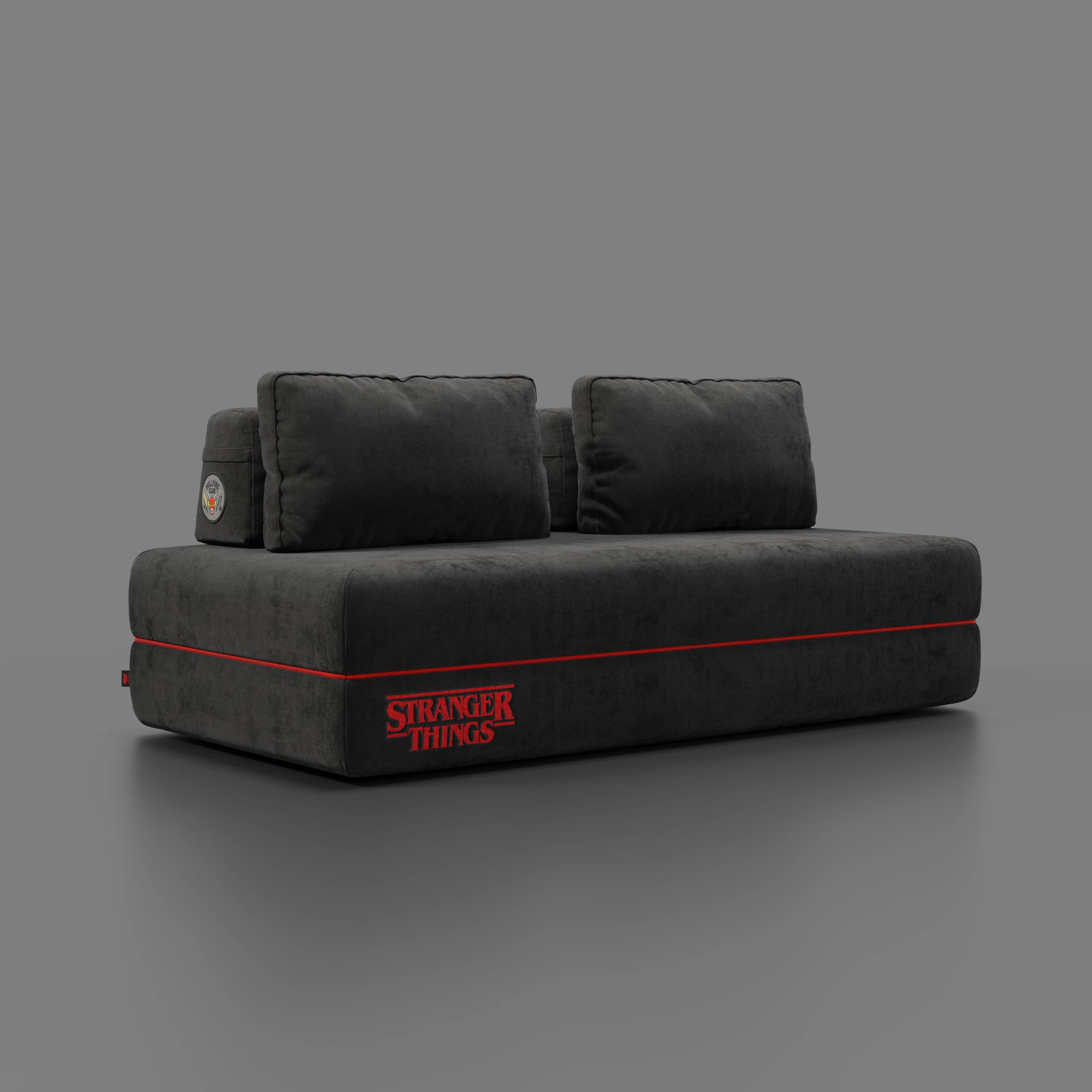 Rift divano letto matrimoniale STRANGER THINGS Edition 2 posti e 3 posti con schienali mobili - materasso alto 22 cm e memory foam in tessuto smacchiabile Antracite