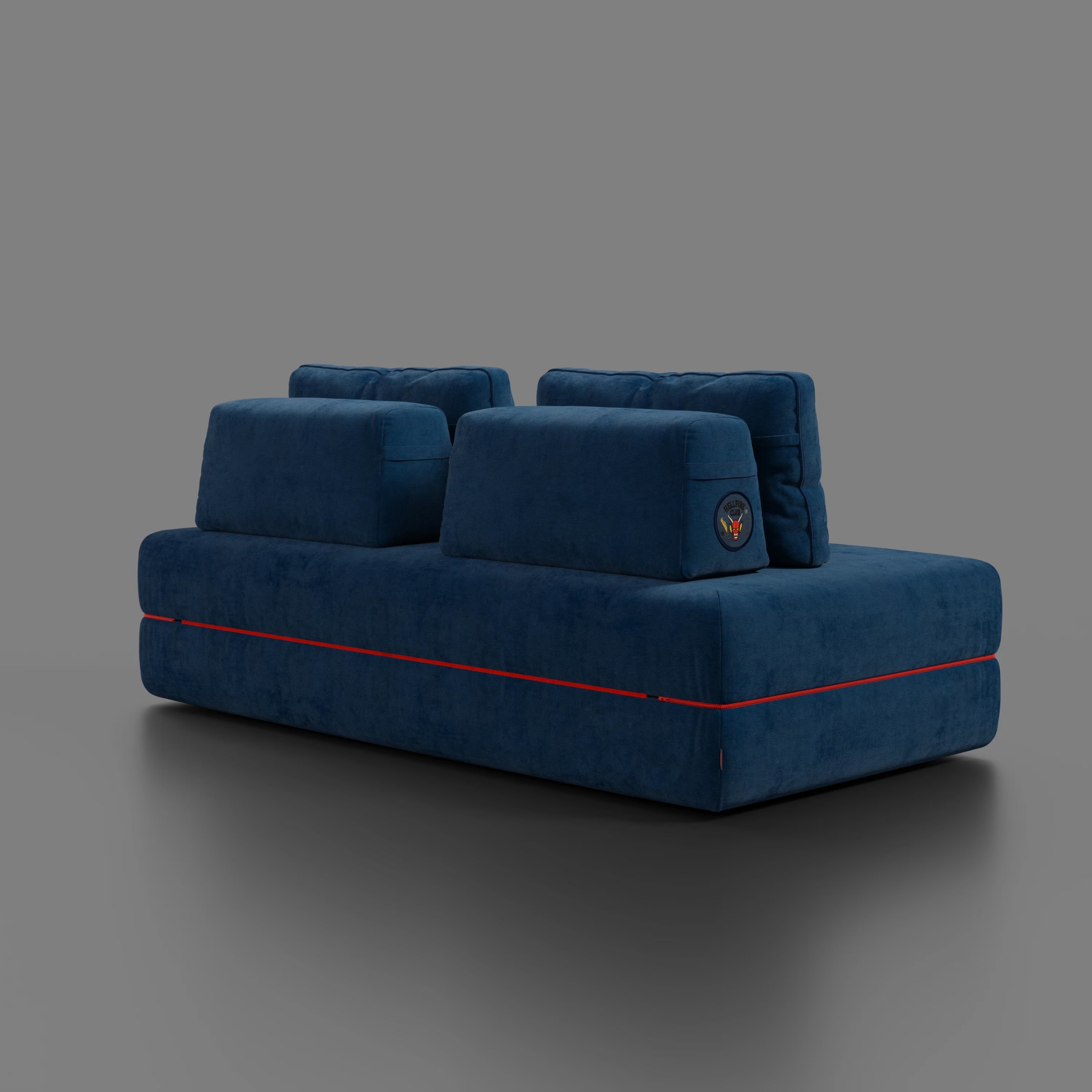 Rift divano letto matrimoniale STRANGER THINGS Edition 2 posti e 3 posti con schienali mobili - materasso alto 22 cm e memory foam in tessuto smacchiabile Blu