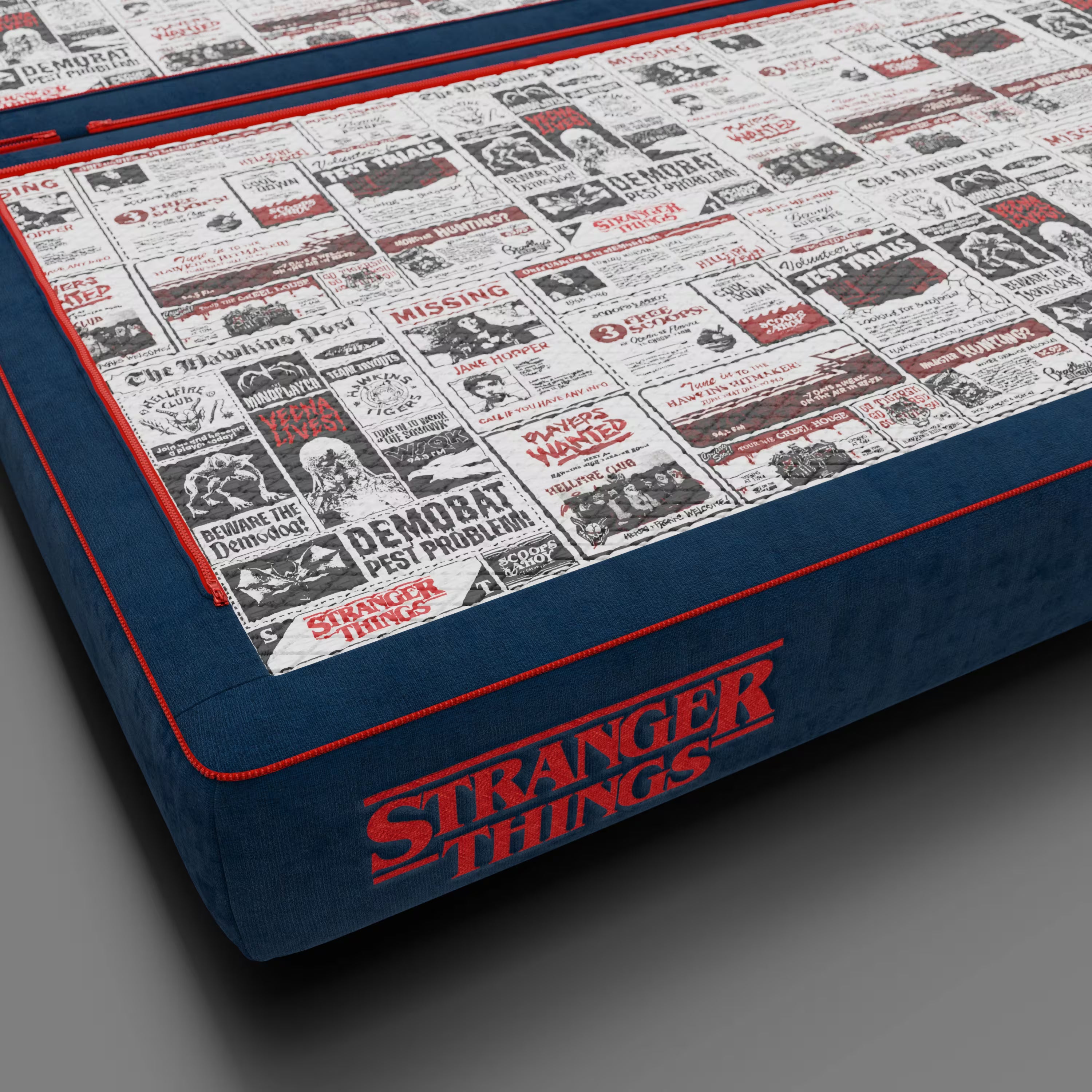 Rift divano letto matrimoniale STRANGER THINGS Edition 2 posti e 3 posti con schienali mobili - materasso alto 22 cm e memory foam in tessuto smacchiabile Blu