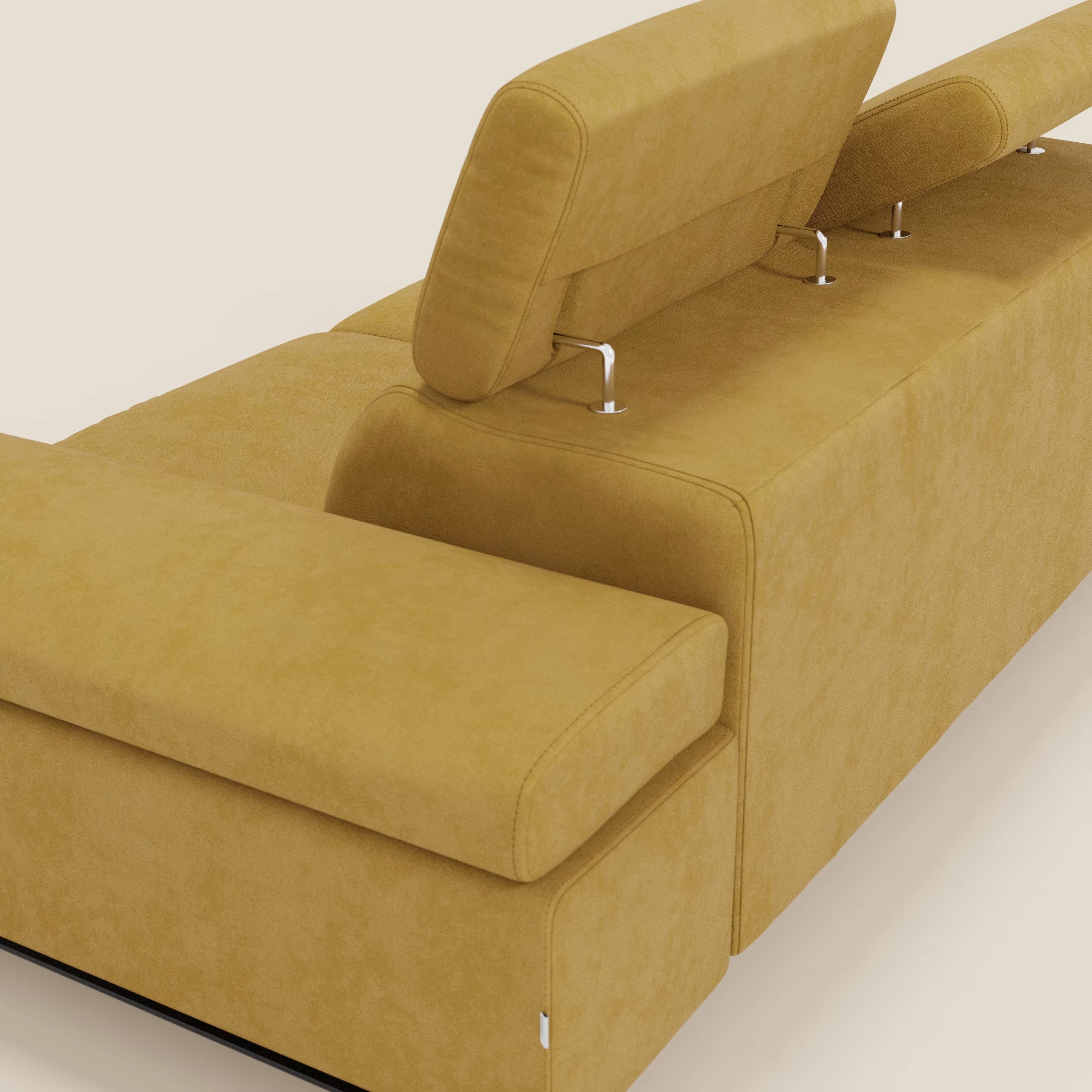 Zayana 3-Sitzer-Sofa mit ausziehbarem Element – verstellbare Armlehnen und Kopfstützen aus wasserfestem Stoff T02 gelb