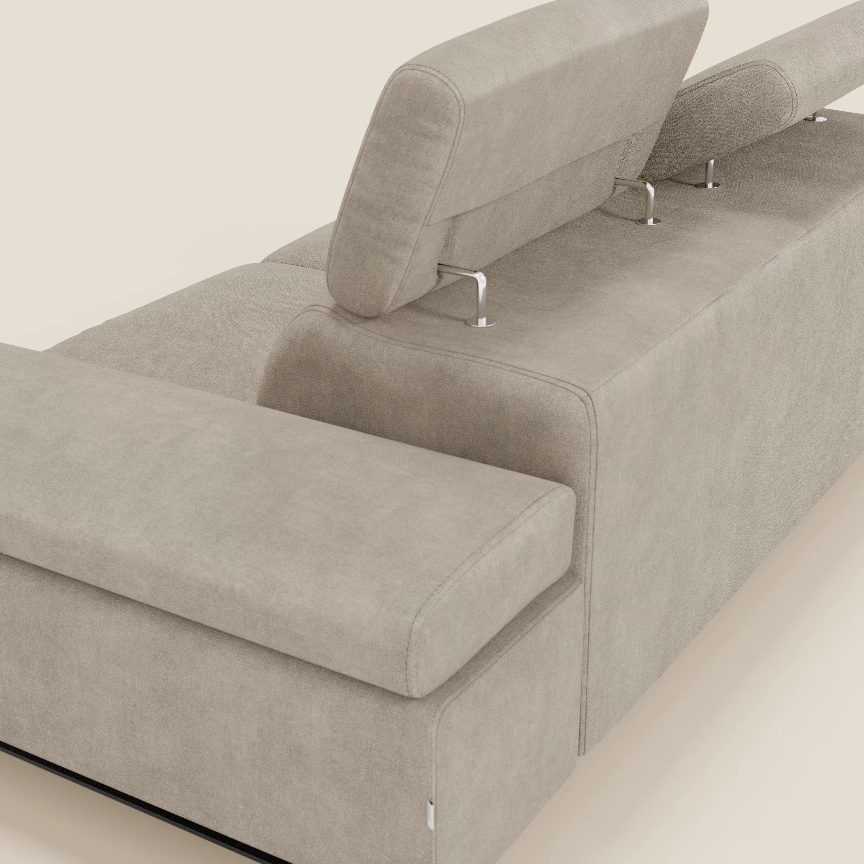 Zayana 3-Sitzer-Sofa mit ausziehbarem Element – verstellbare Armlehnen und Kopfstützen aus wasserfestem Stoff T02 creme