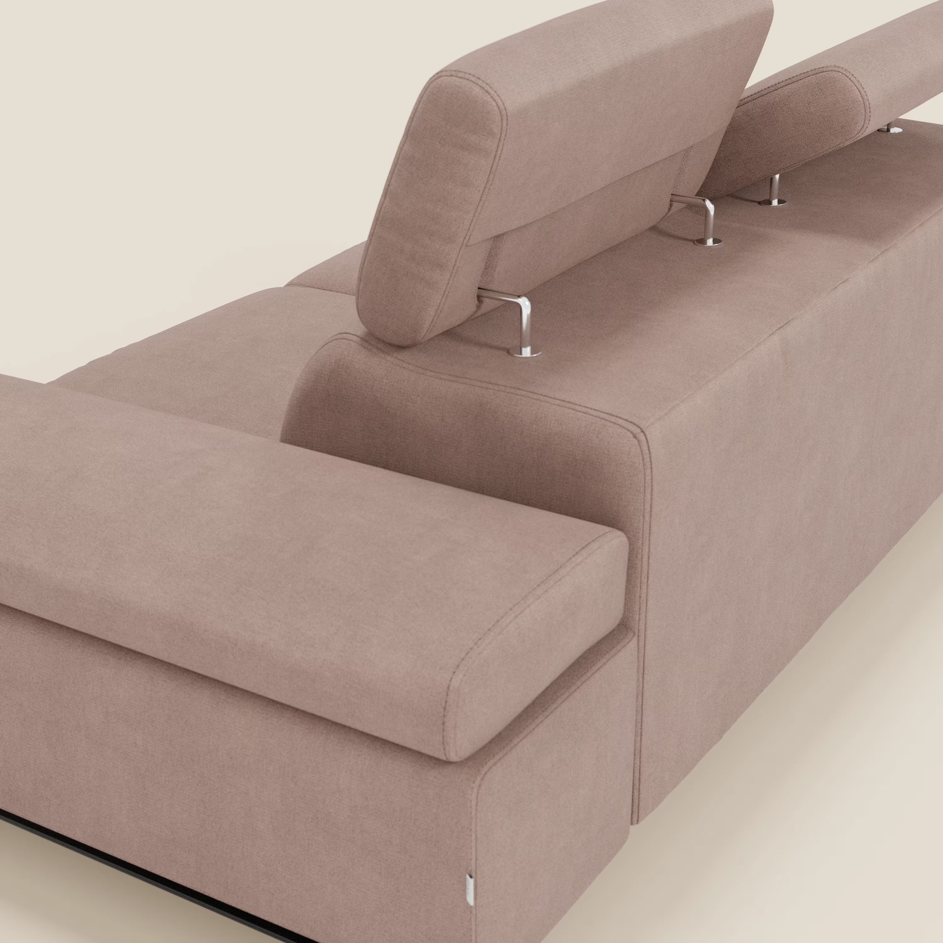 Zayana 3-Sitzer-Sofa mit ausziehbarem Element – verstellbare Armlehnen und Kopfstützen aus wasserfestem Stoff T02 rosa