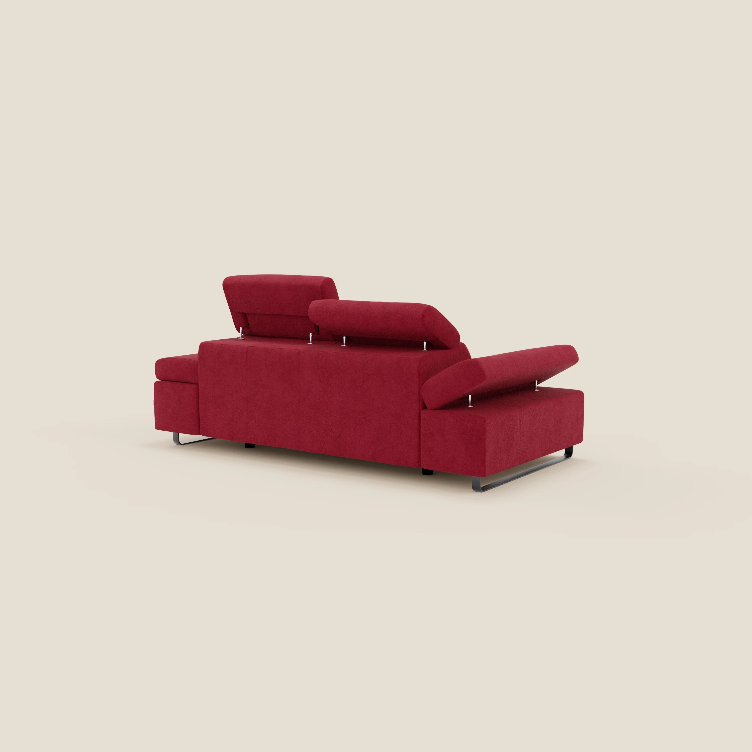 Zayana 3-Sitzer-Sofa mit ausziehbarem Element – verstellbare Armlehnen und Kopfstützen aus wasserfestem Stoff T02 rot