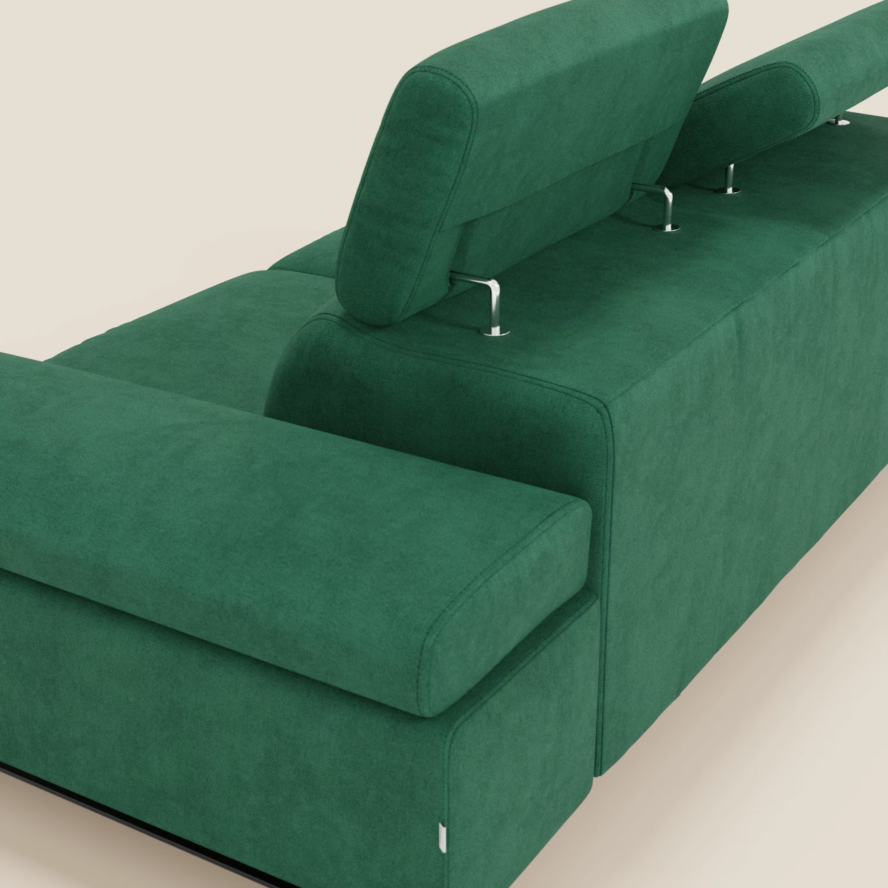 Zayana 3-Sitzer-Sofa mit ausziehbarem Element – verstellbare Armlehnen und Kopfstützen aus wasserfestem Stoff T02 grün