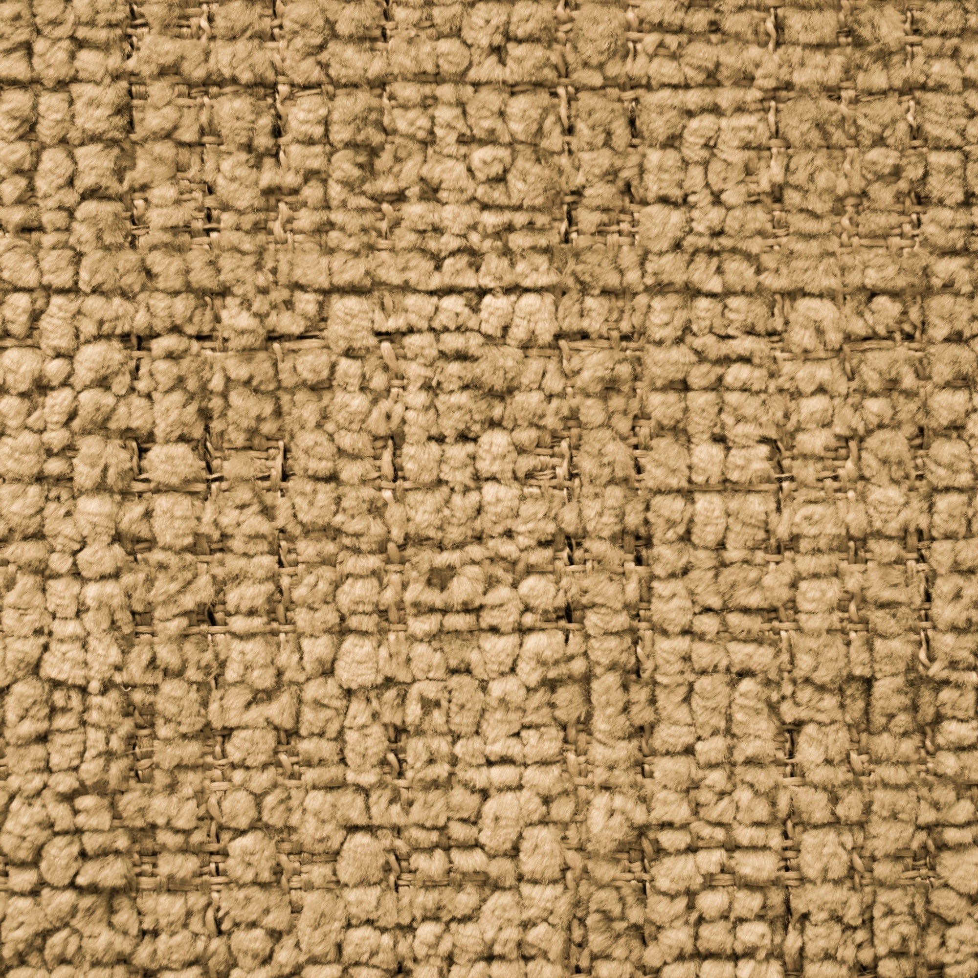 Primo piano di T28 River Eleganza materica di Divani.Store: un tessuto da tappezzeria marrone con trama a griglia in rilievo e trama bouclé, caratterizzato da resistenza alle macchie e protezione della superficie per una durata superiore.